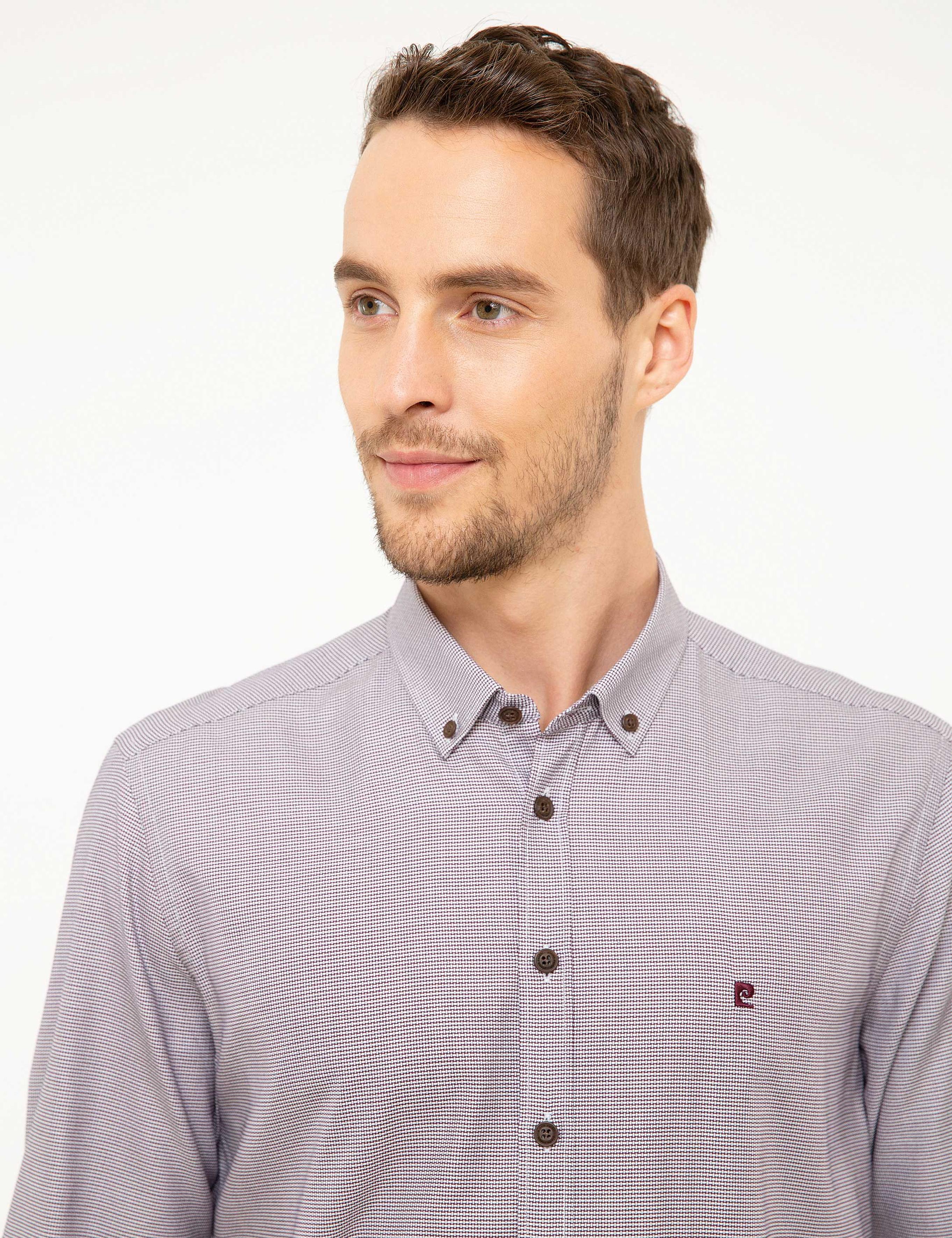 Bordo Slim Fit Uzun Kollu Gömlek