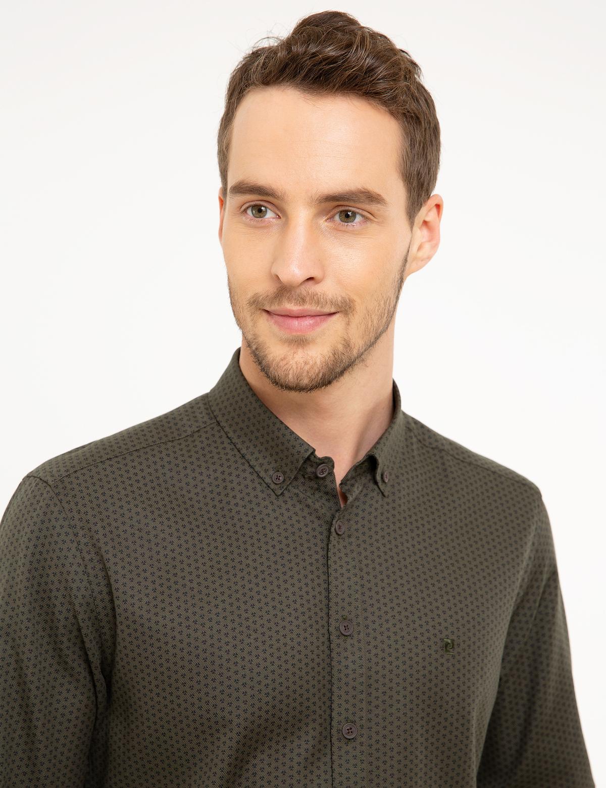 Yeşil Slim Fit Uzun Kollu Gömlek - 50209557016