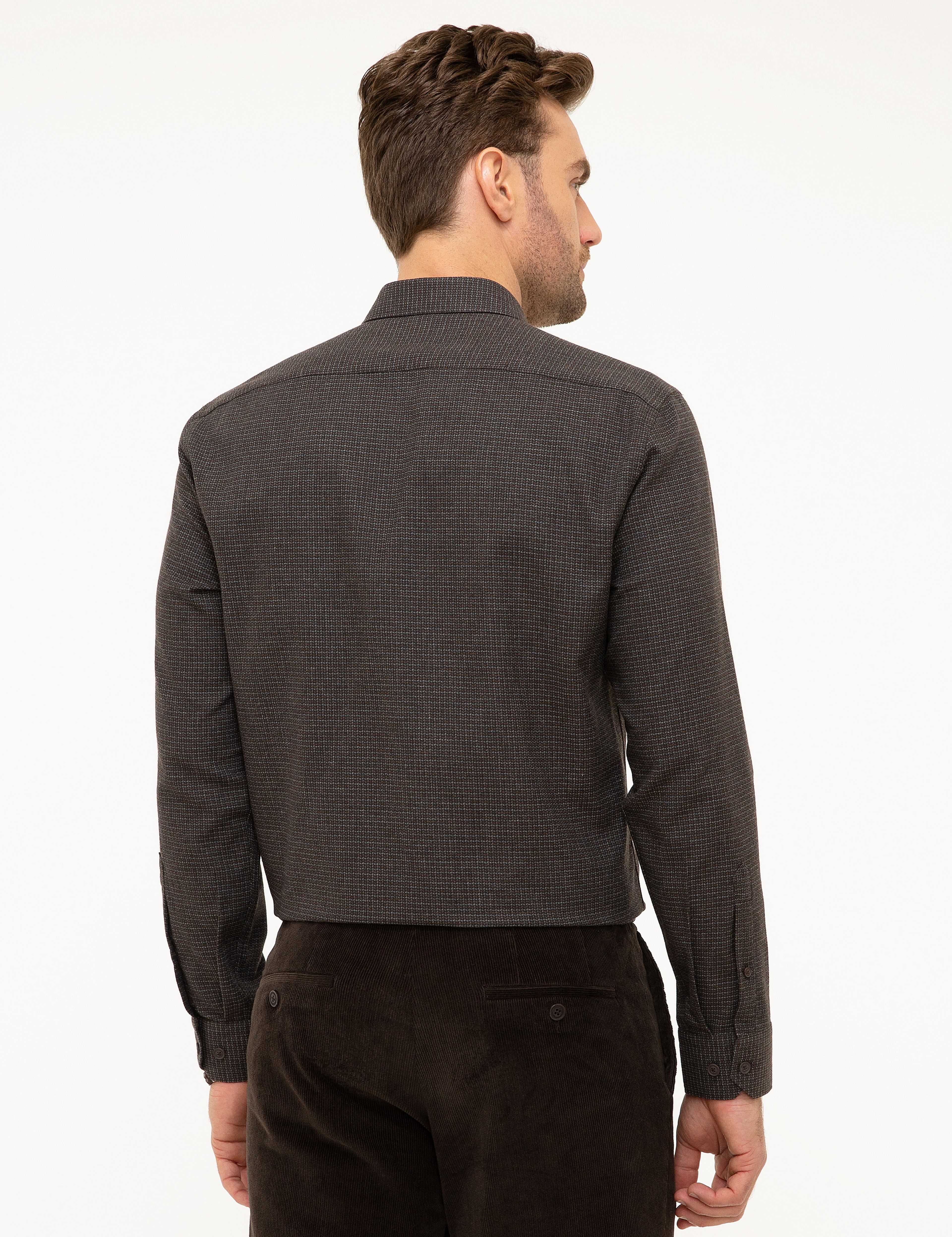 Kahverengi Slim Fit Gömlek - Image 3