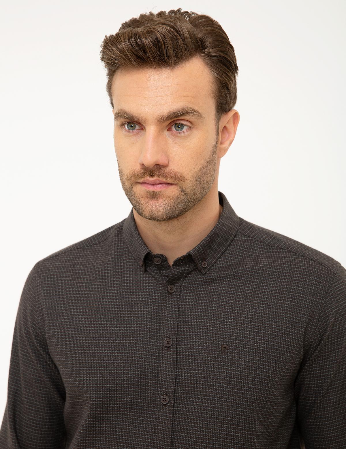 Kahverengi Slim Fit Gömlek - 50209598020