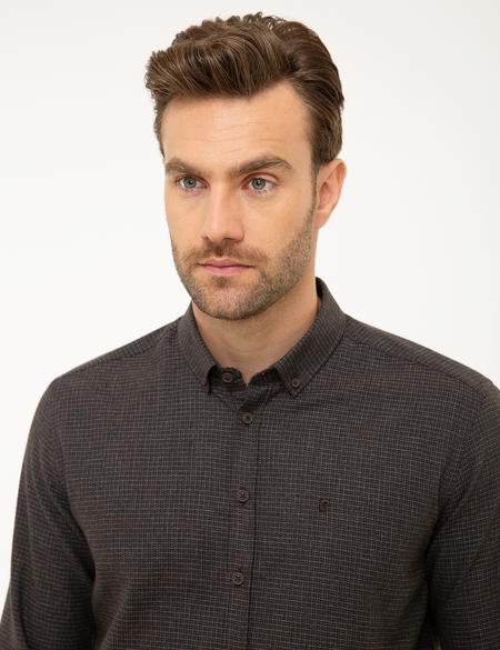 Kahverengi Slim Fit Gömlek - 50209598020