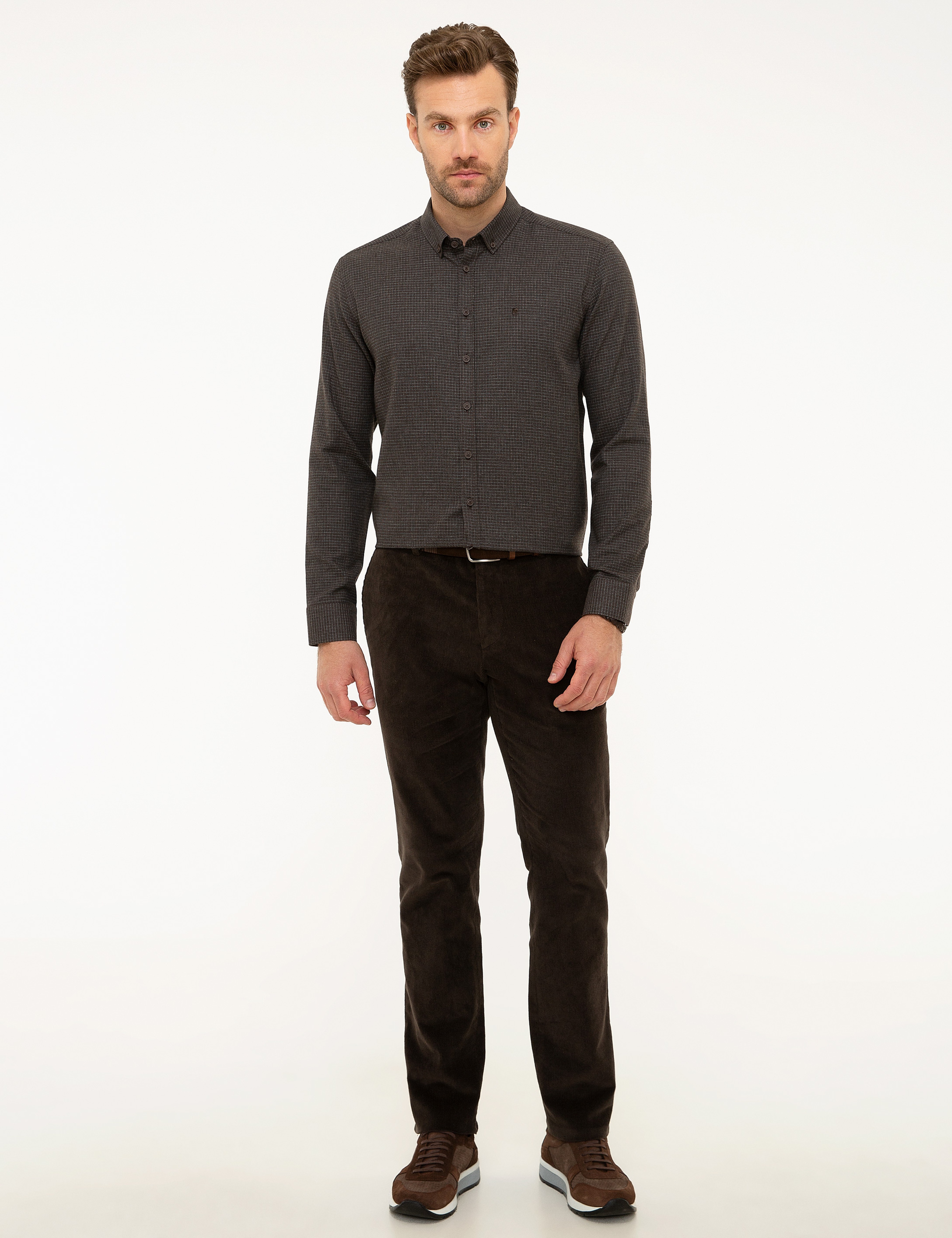 Kahverengi Slim Fit Gömlek - Image 4