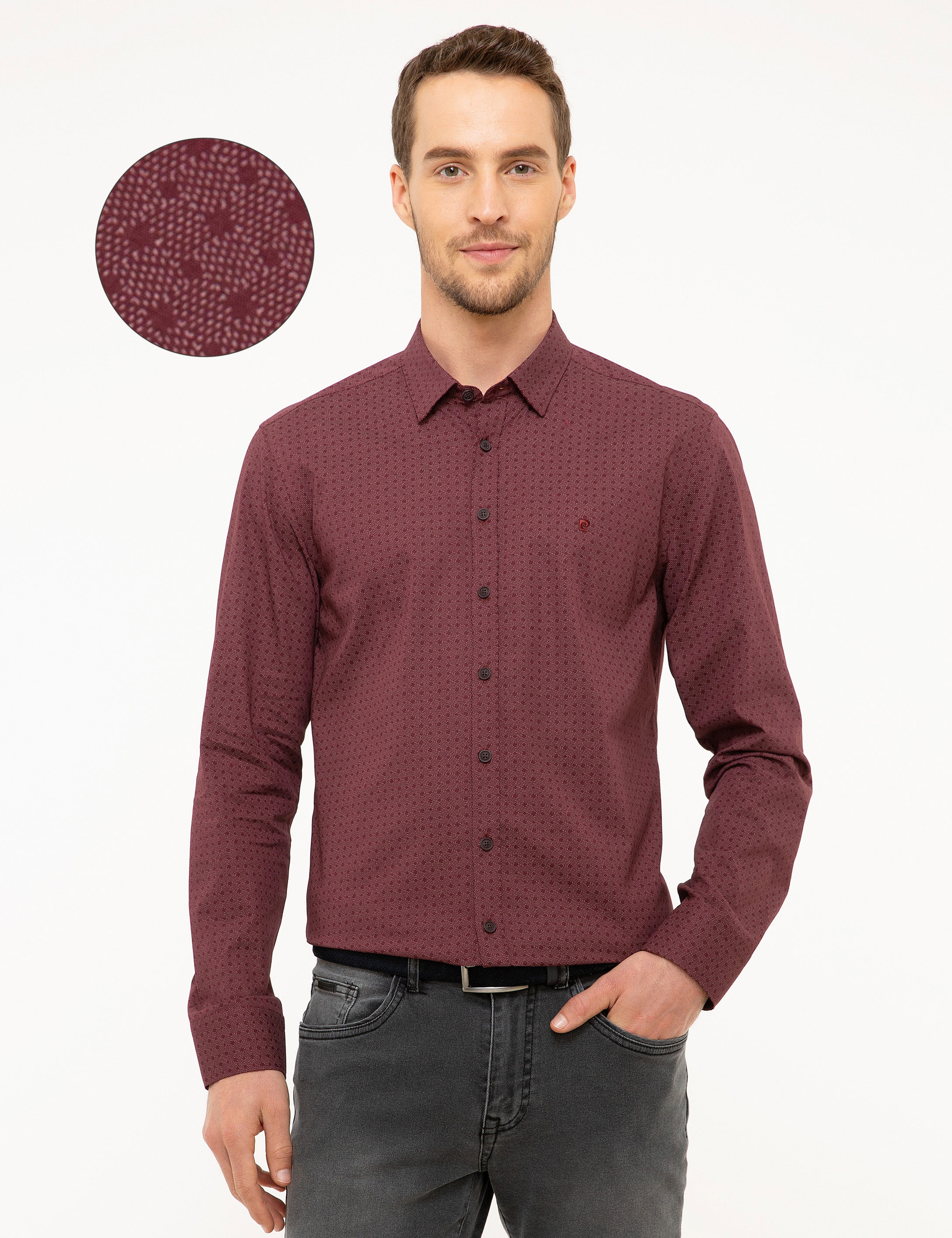 Bordo Slim Fit Gömlek - Image 1