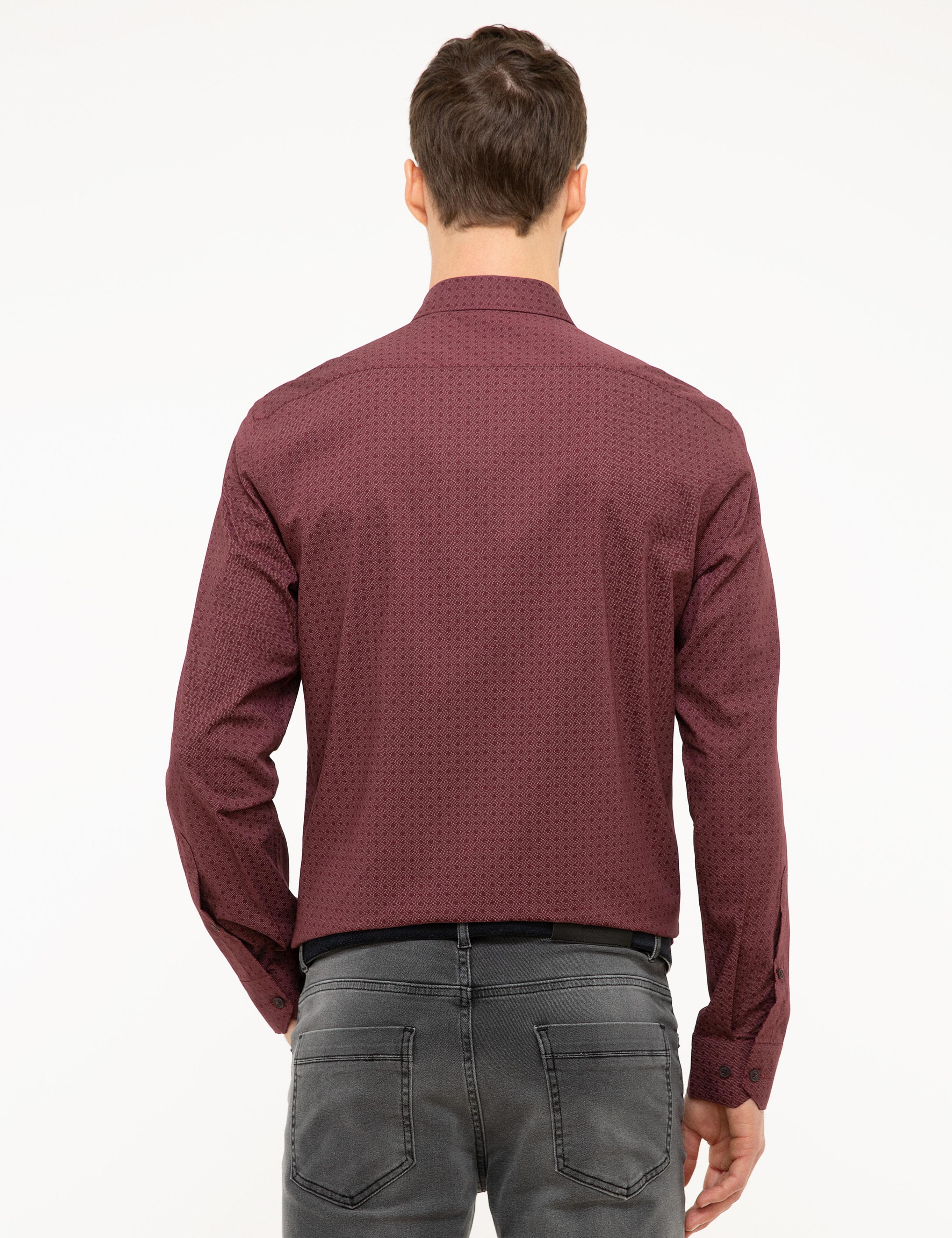 Bordo Slim Fit Gömlek