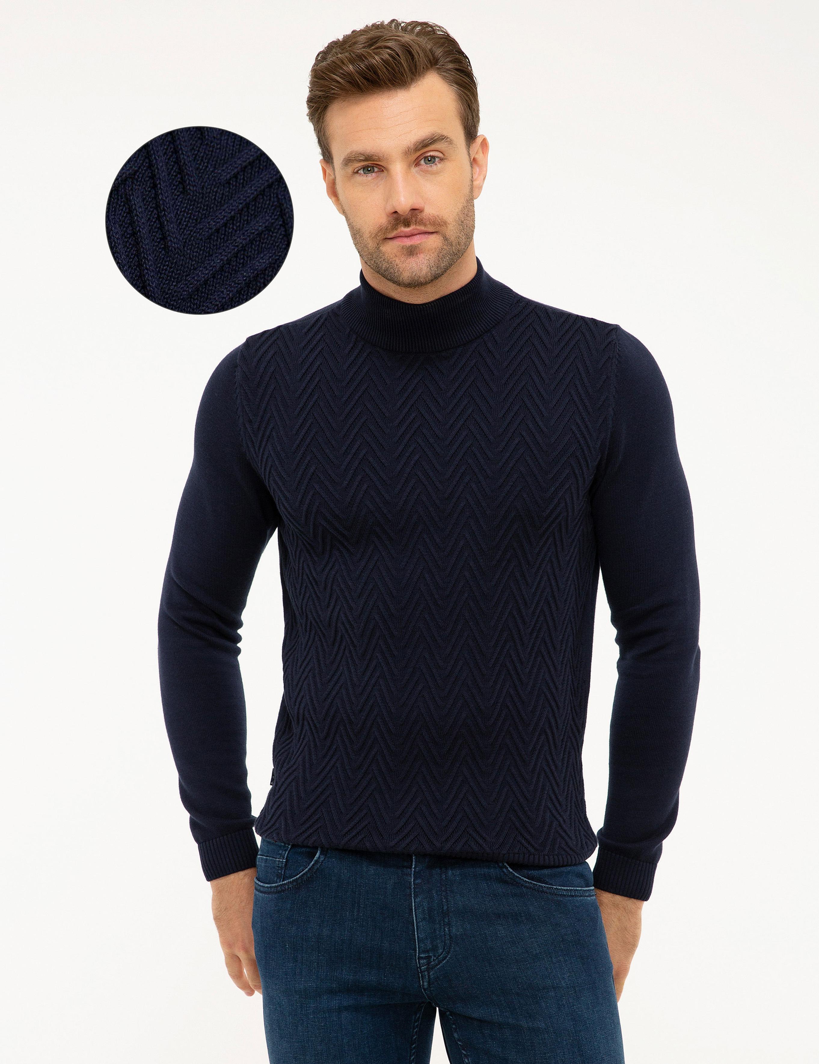 Koyu Lacivert Slim Fit Triko Kazak