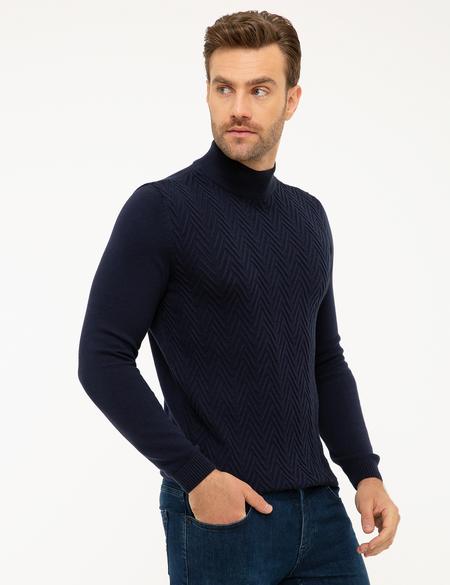 Koyu Lacivert Slim Fit Triko Kazak - 50209946044