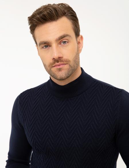 Koyu Lacivert Slim Fit Triko Kazak - 50209946044