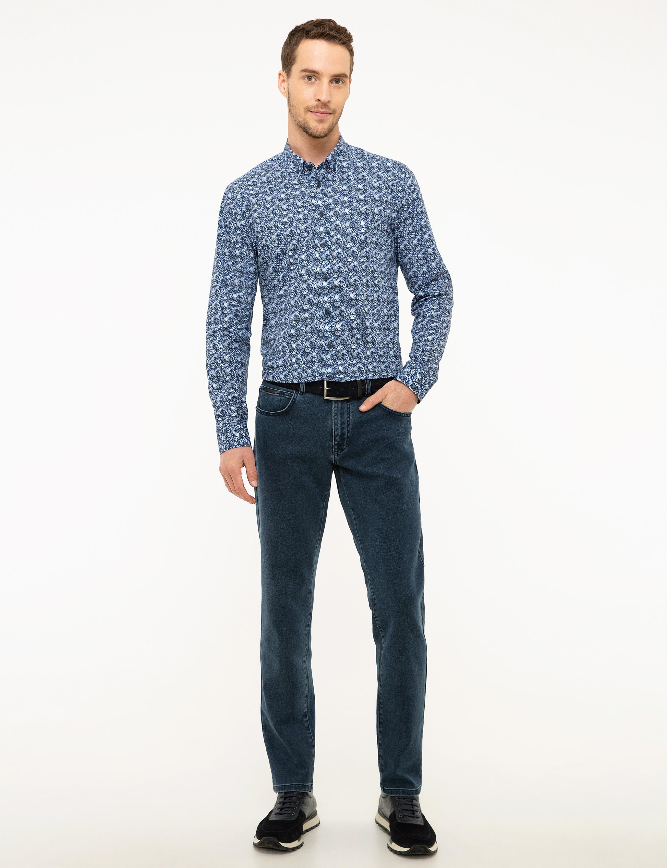 Lacivert Slim Fit Uzun Kollu Gömlek