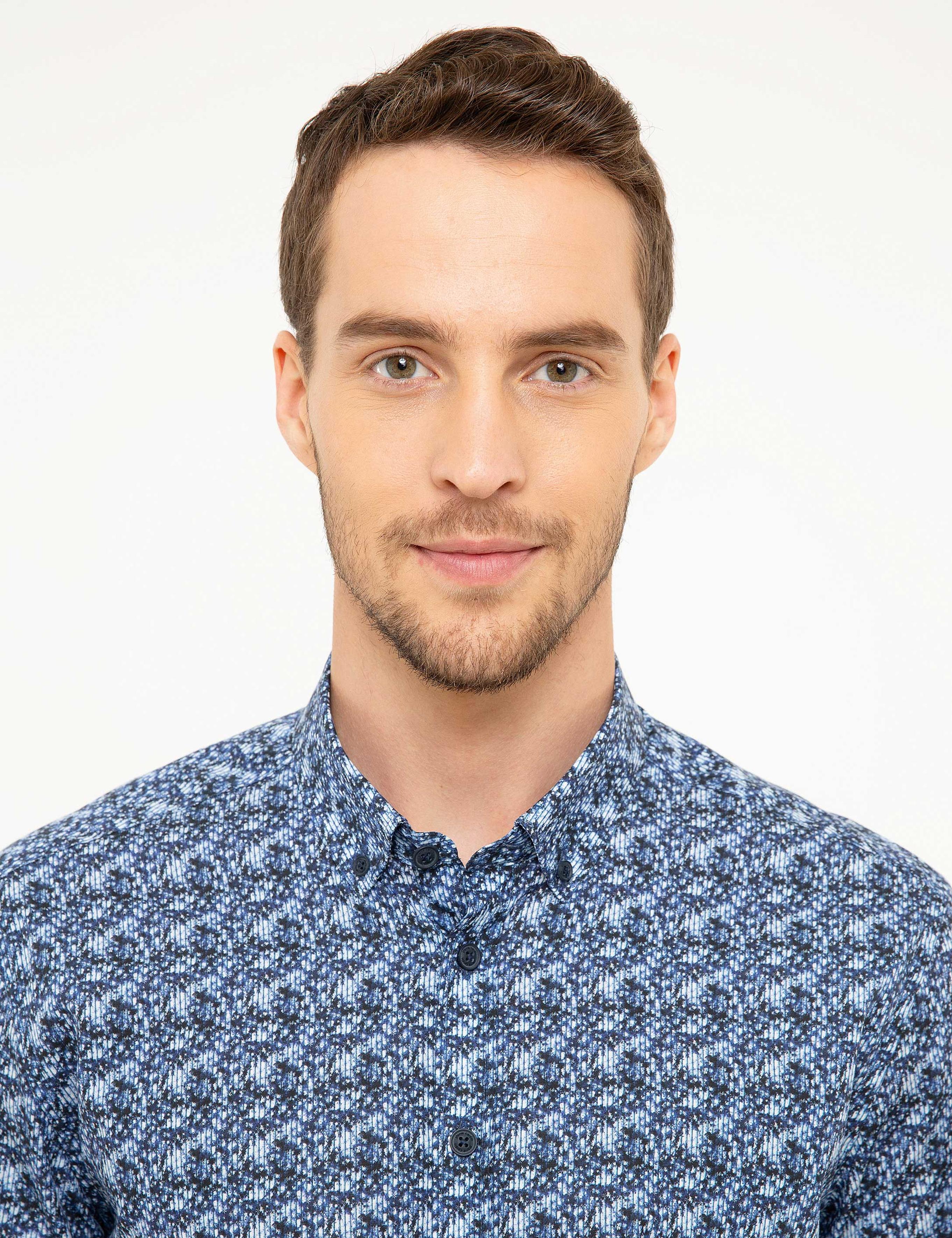 Lacivert Slim Fit Uzun Kollu Gömlek