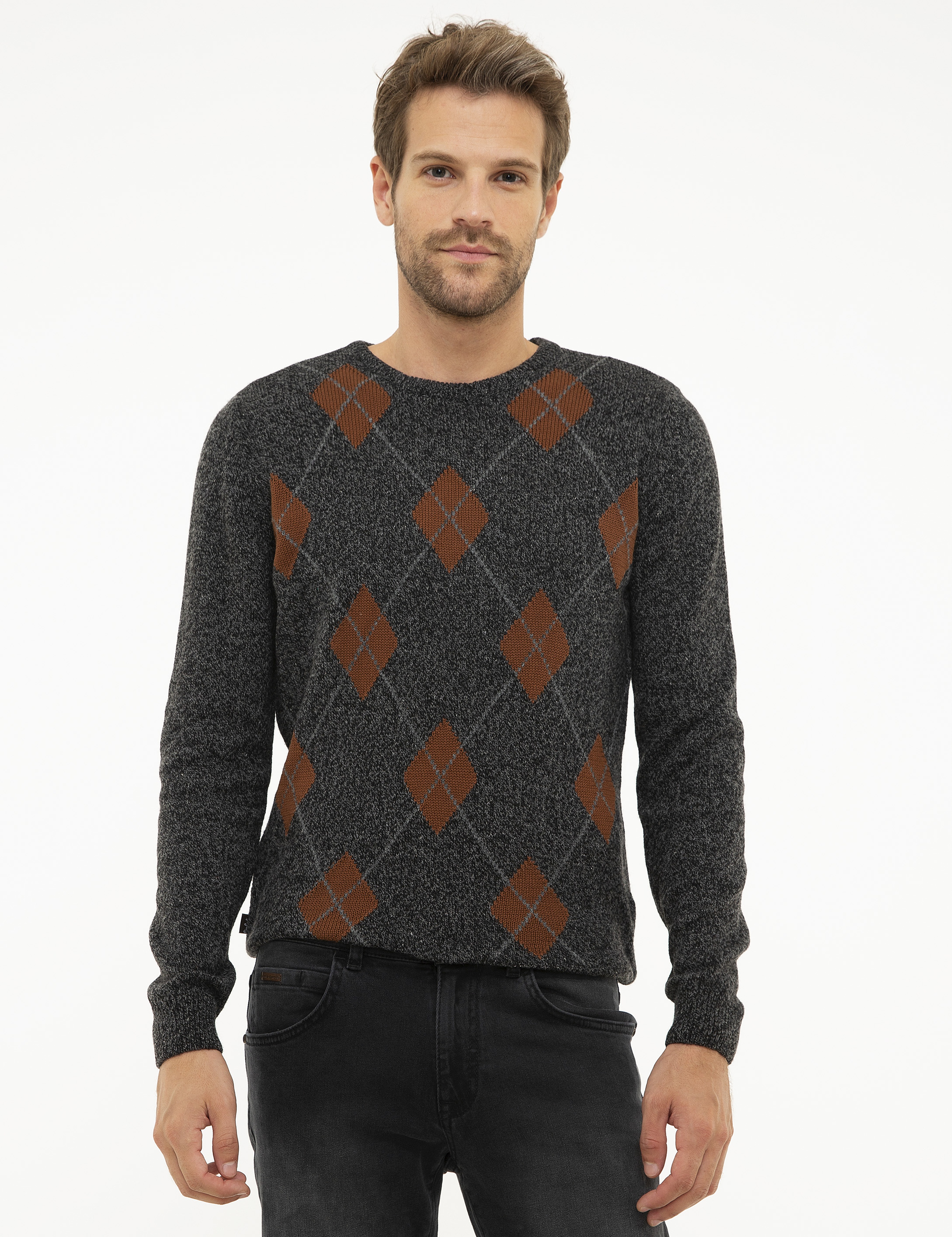 Füme Slim Fit Bisiklet Yaka Triko Kazak - Image 1