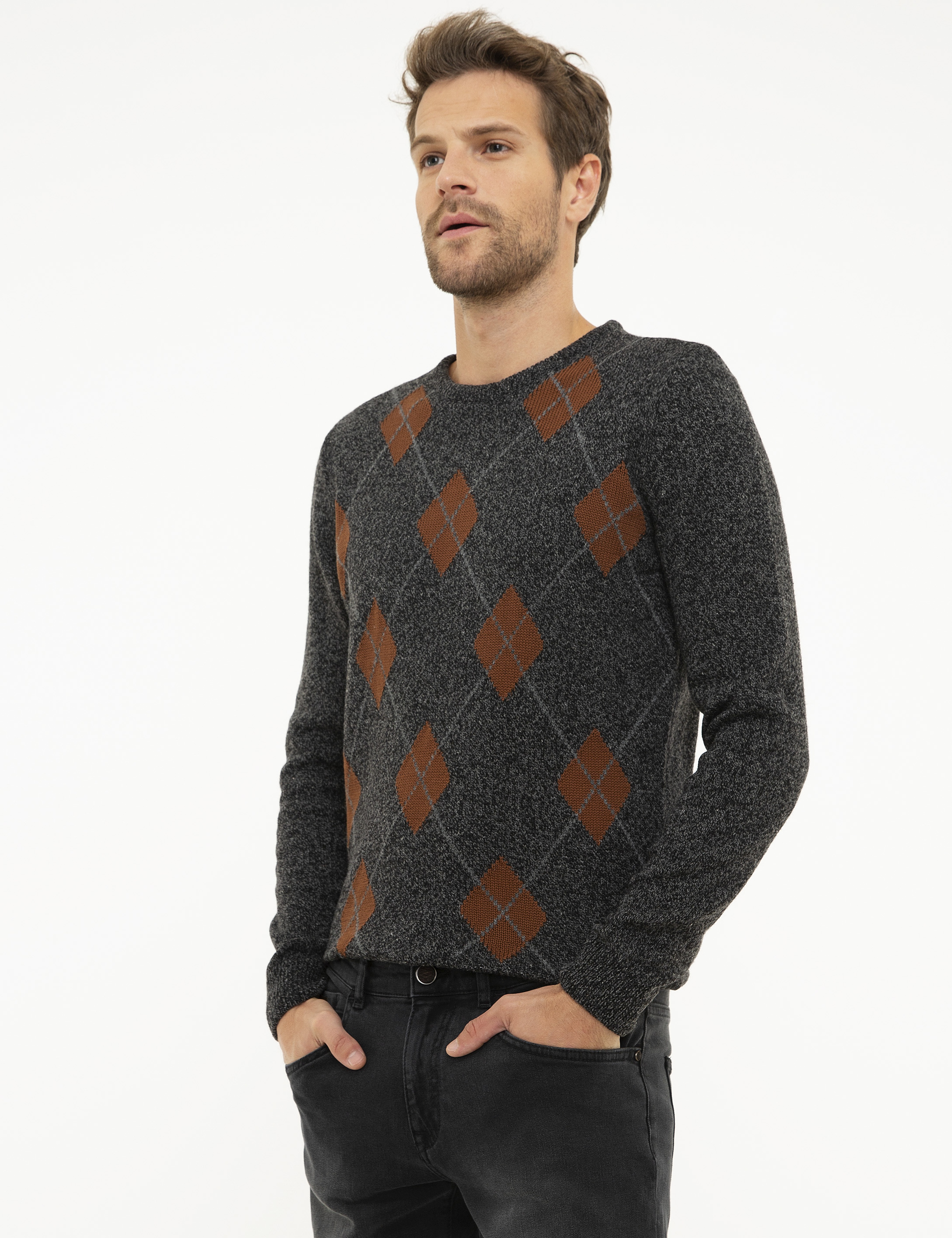 Füme Slim Fit Bisiklet Yaka Triko Kazak - Image 3