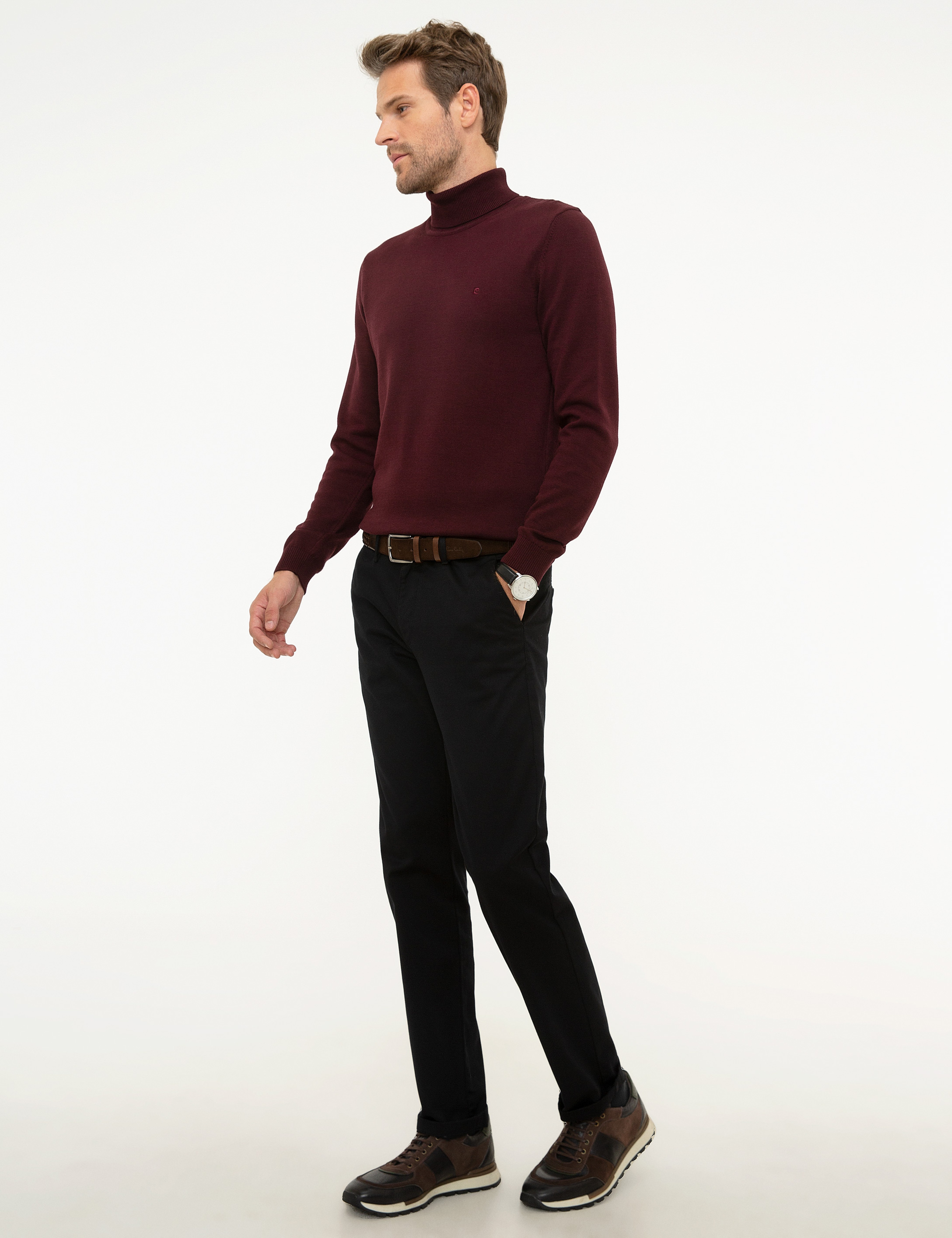 Siyah Regular Fit Chino Pantolon - Image 2