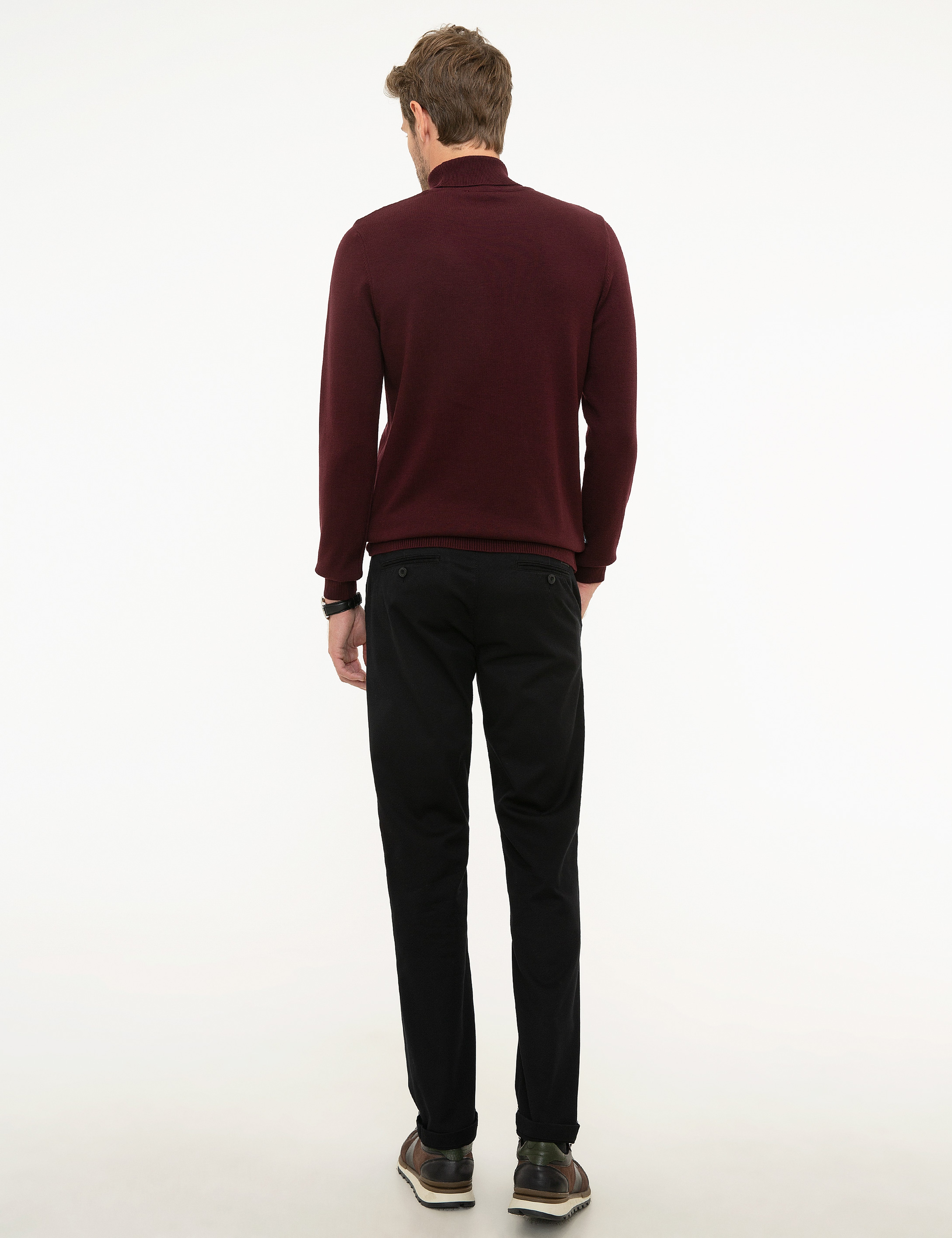 Siyah Regular Fit Chino Pantolon - Image 3