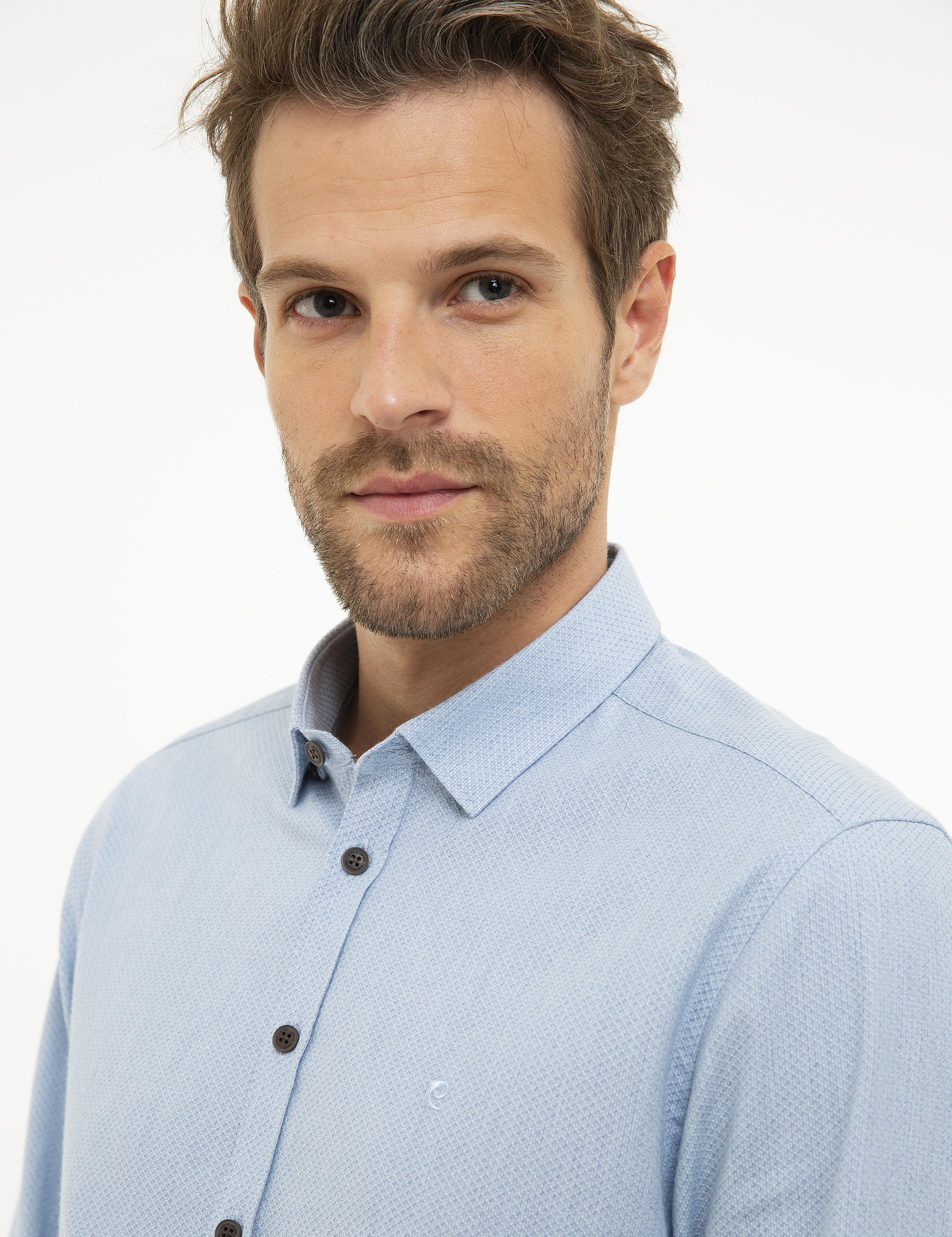 Açık Mavi Slim Fit Uzun Kollu Gömlek