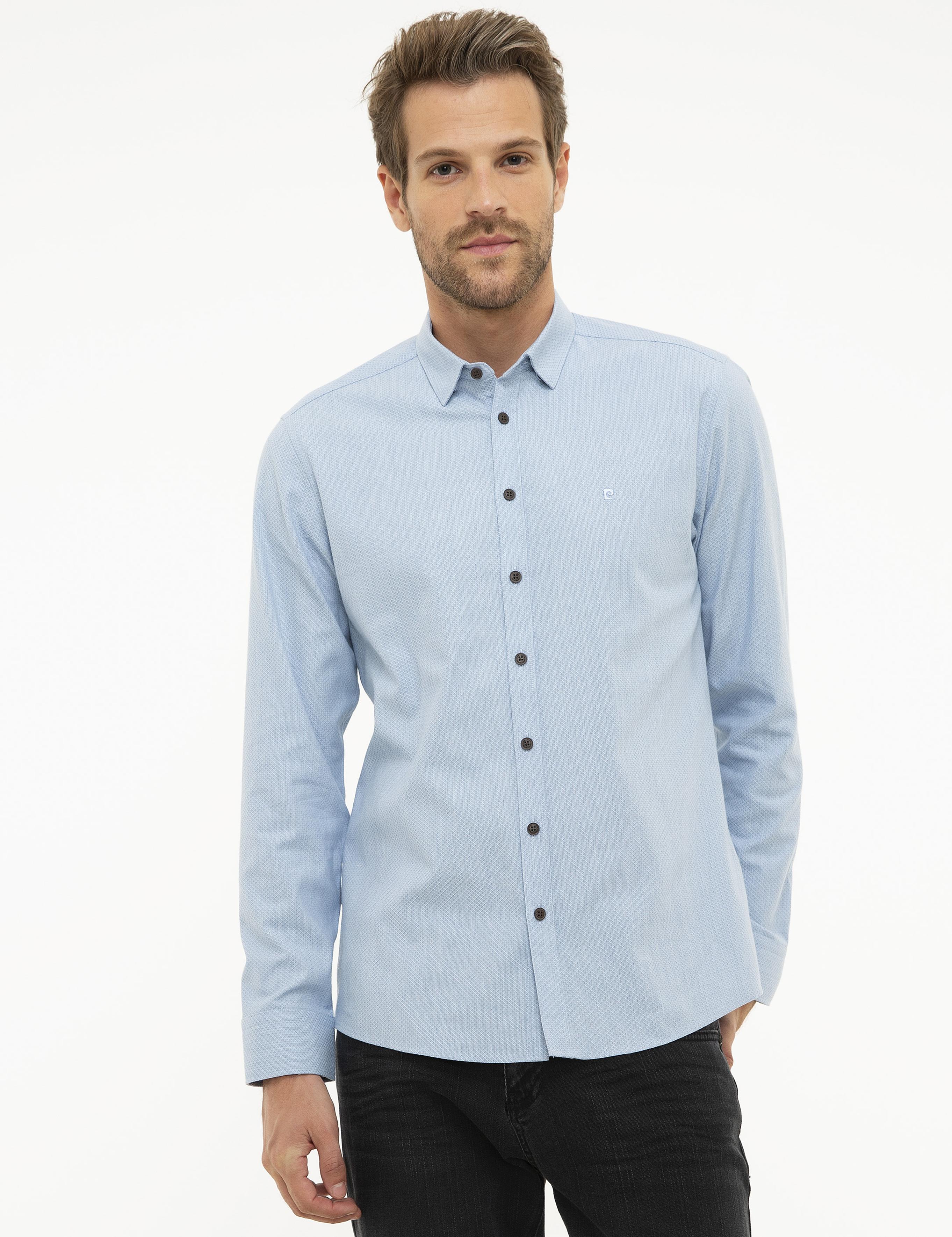 Açık Mavi Slim Fit Uzun Kollu Gömlek