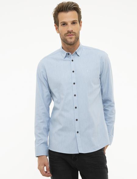 Açık Mavi Slim Fit Uzun Kollu Gömlek - 50209255017