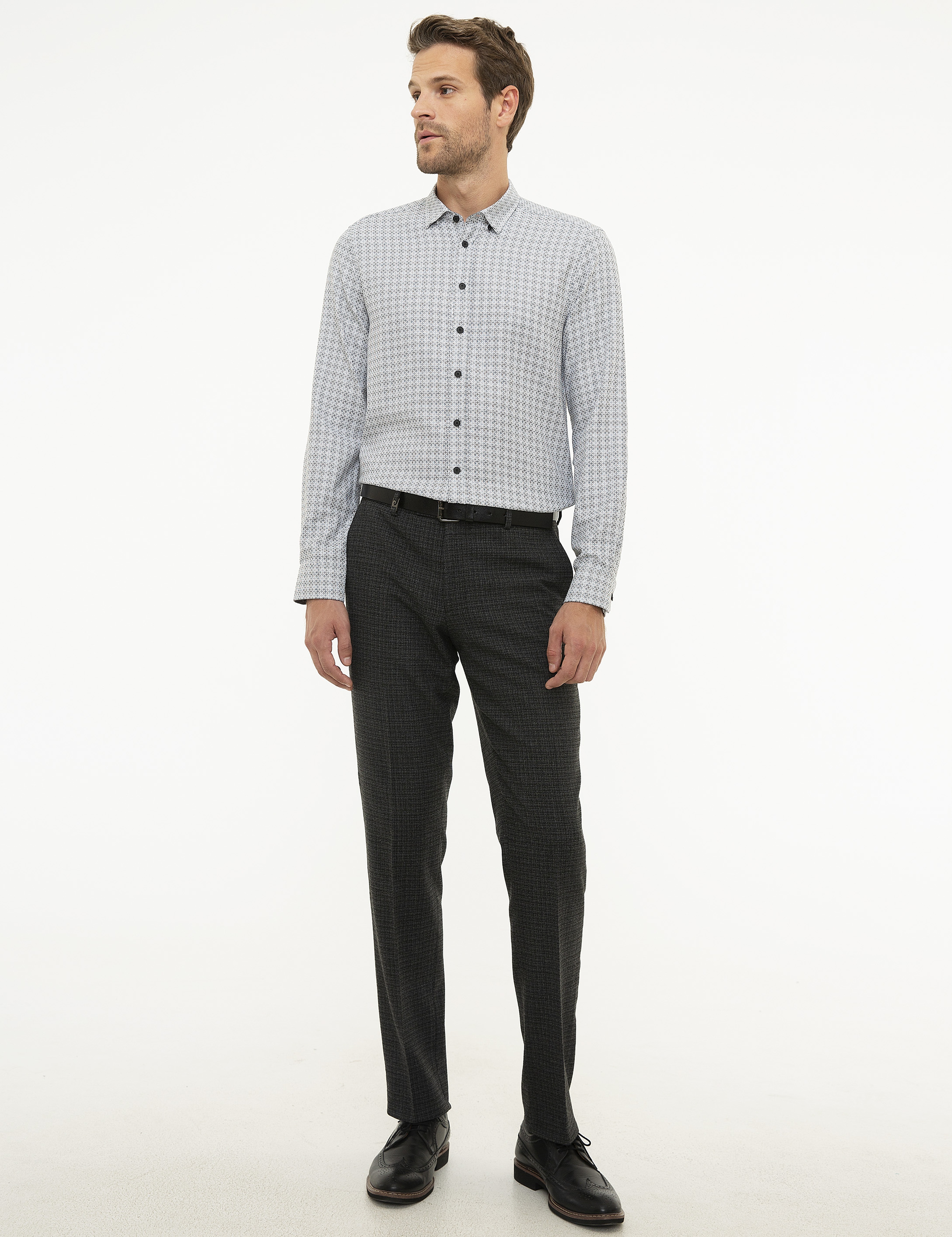 Gri Slim Fit Gömlek - Image 4