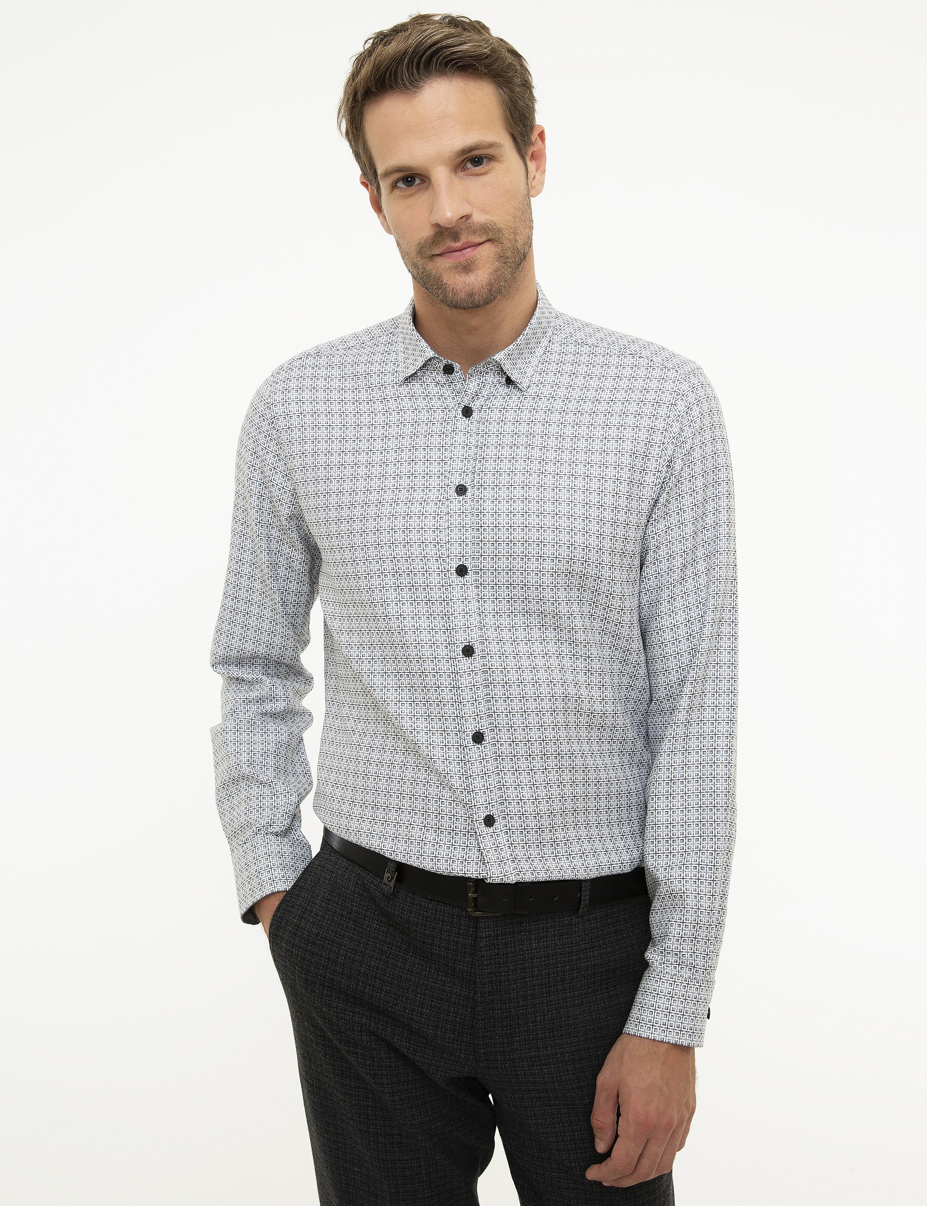 Gri Slim Fit Gömlek - Image 1