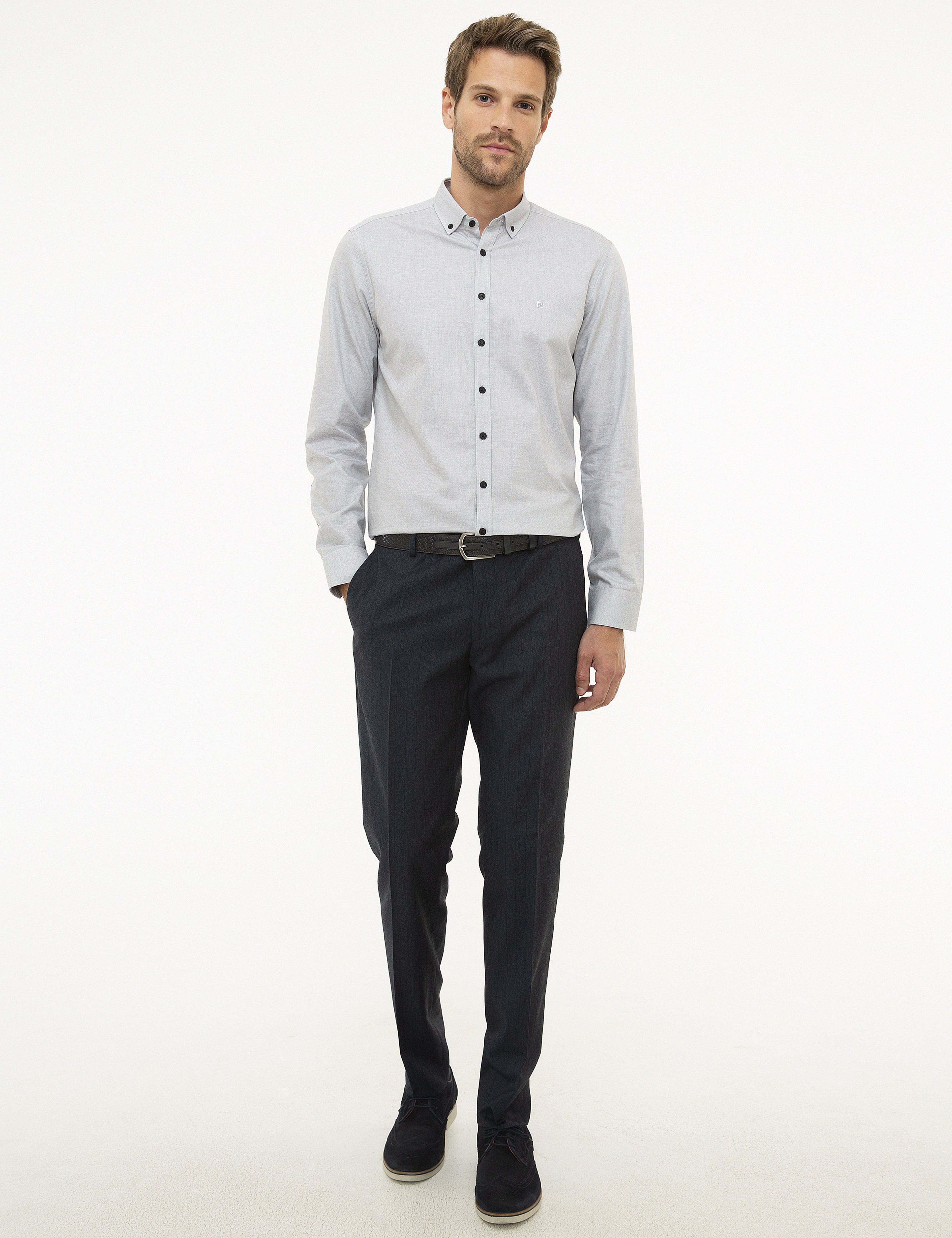 Gri Slim Fit Gömlek - Image 4