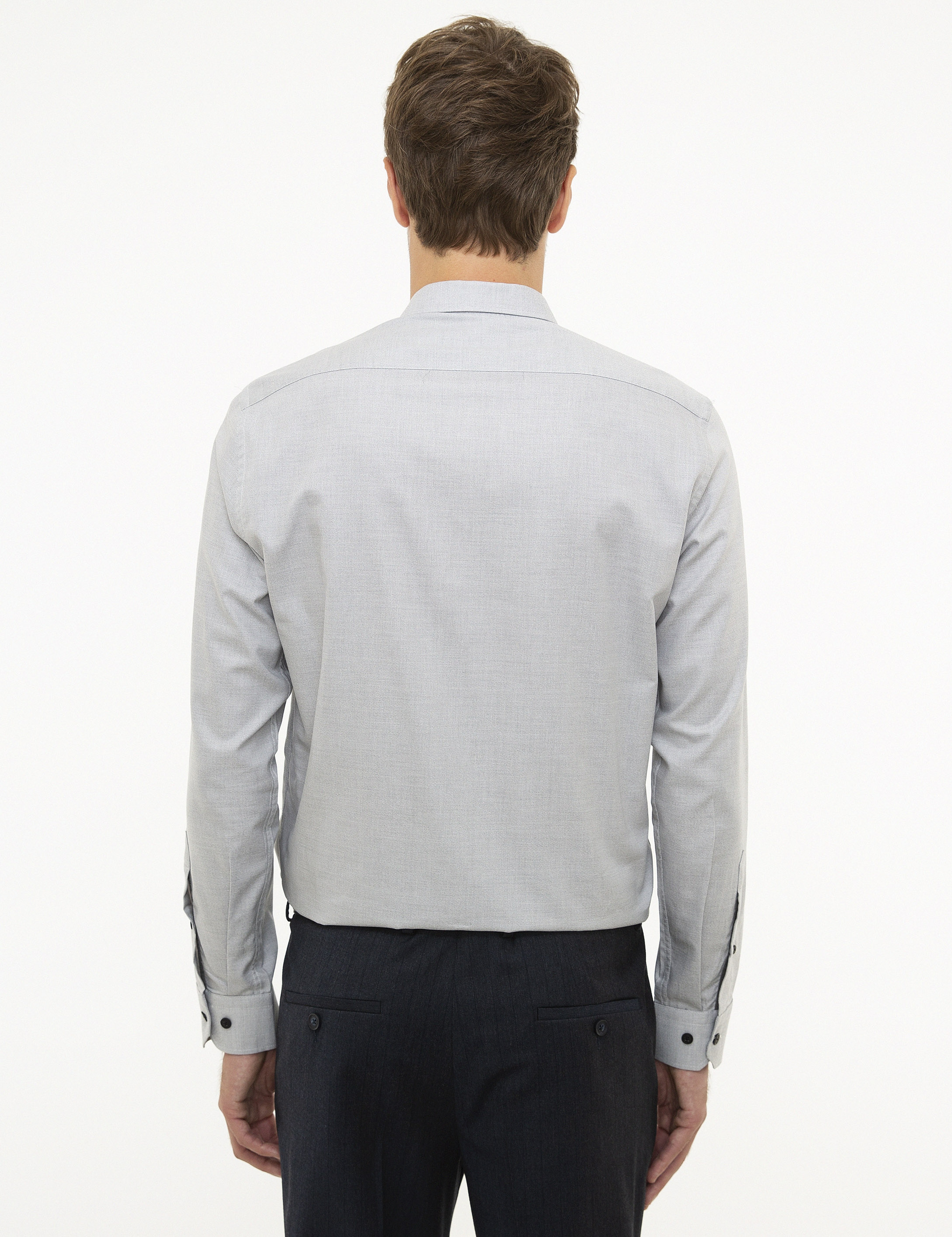 Gri Slim Fit Gömlek - Image 3