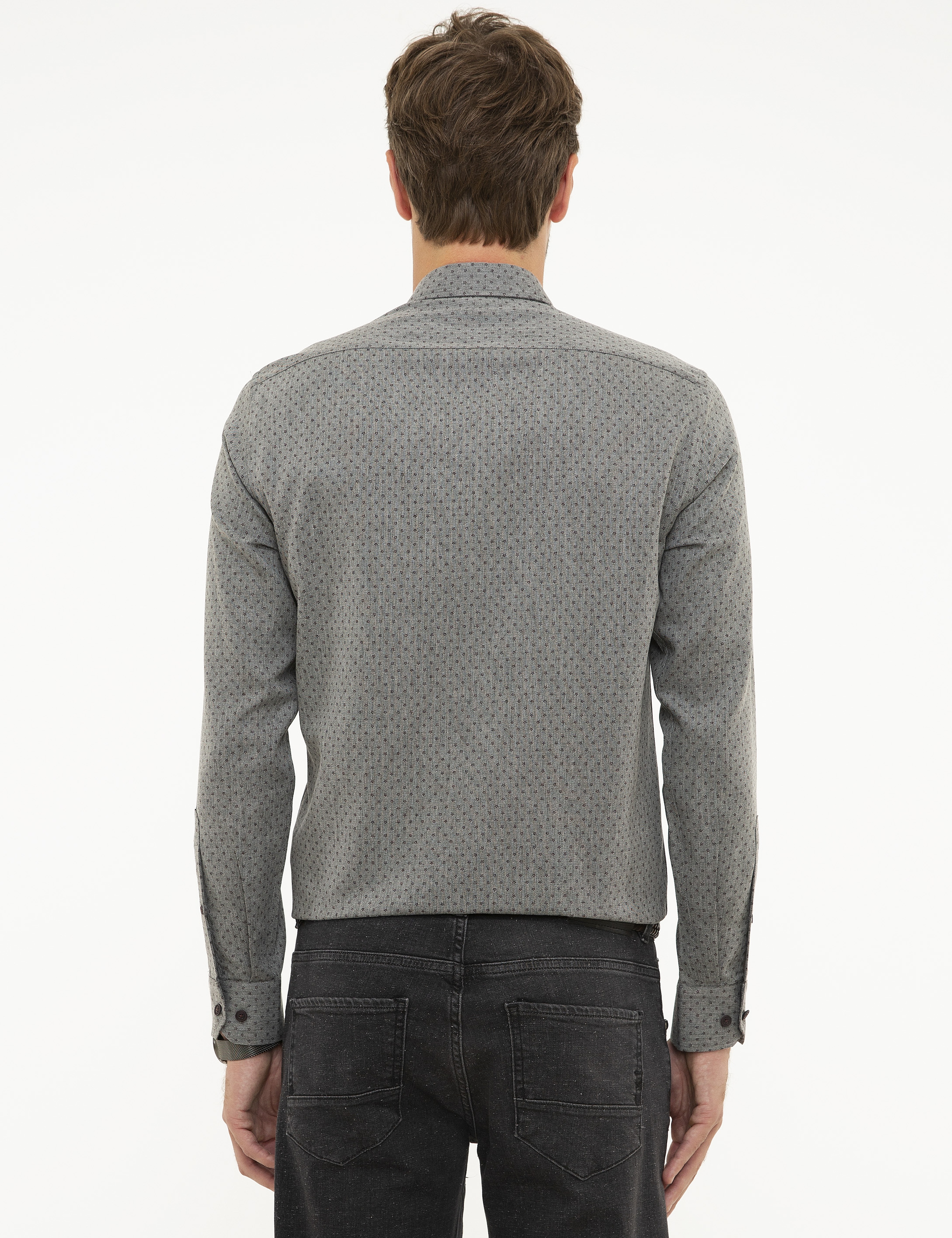 Gri Slim Fit Gömlek - Image 3