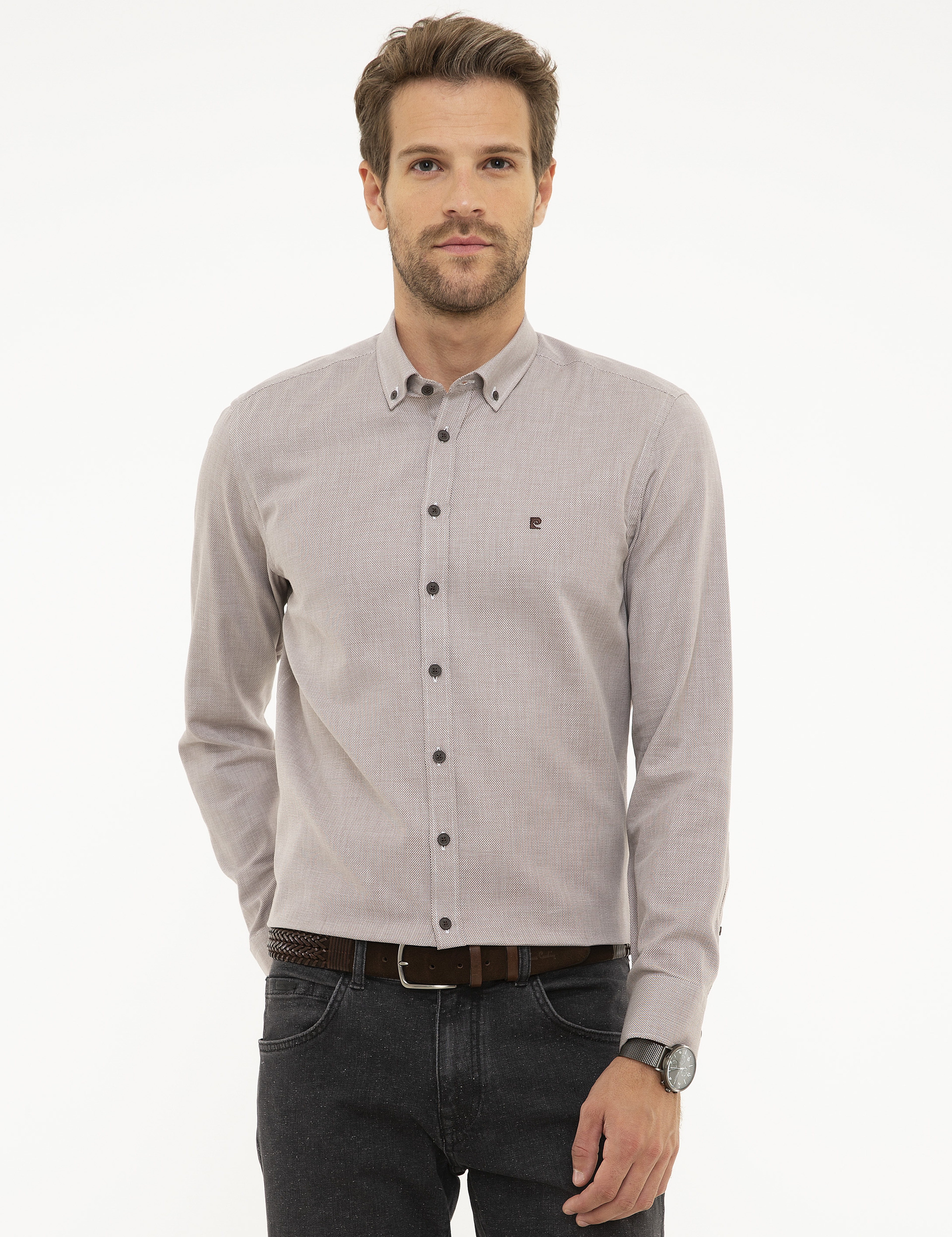 Kahverengi Slim Fit Gömlek - Image 1