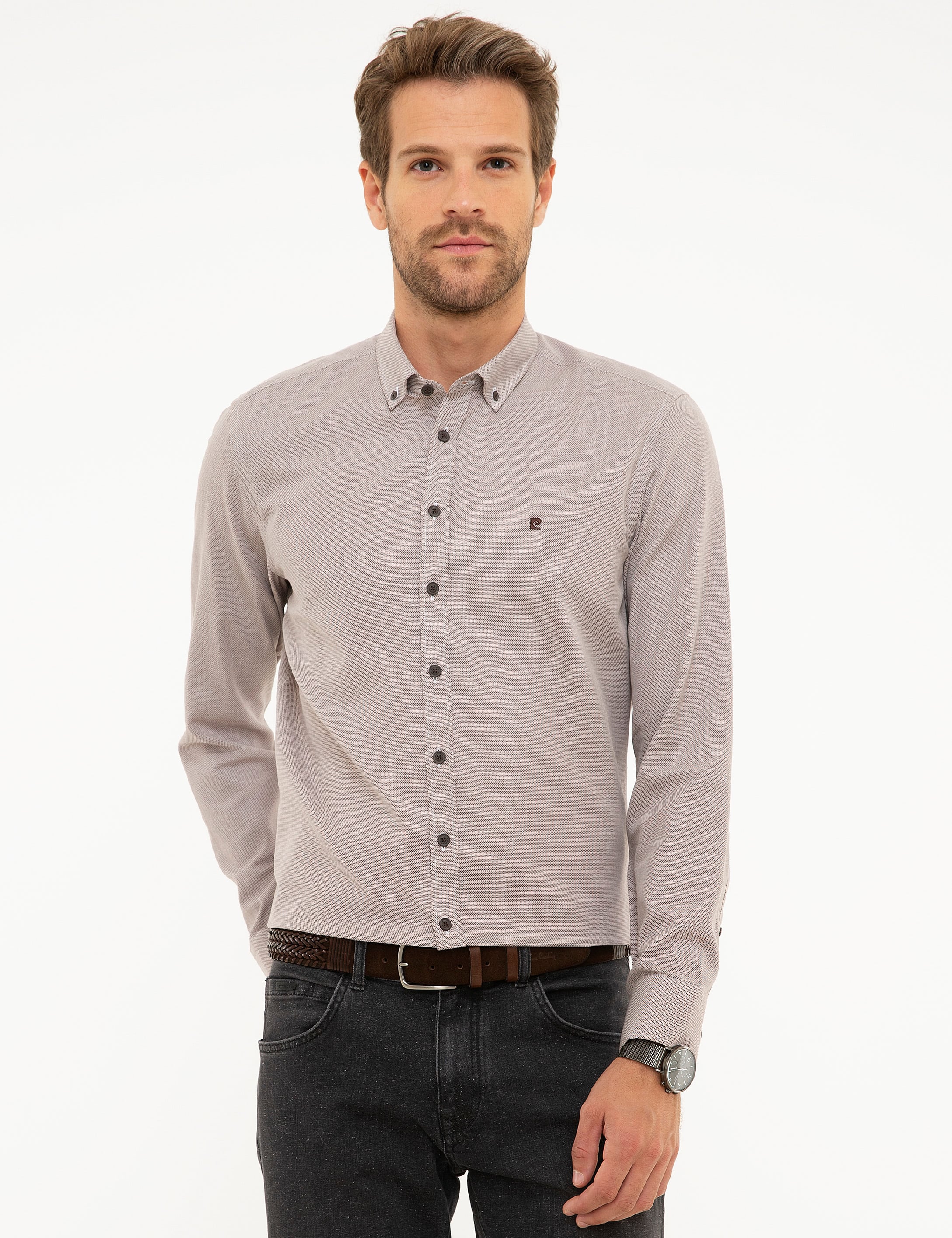 Kahverengi Slim Fit Gömlek