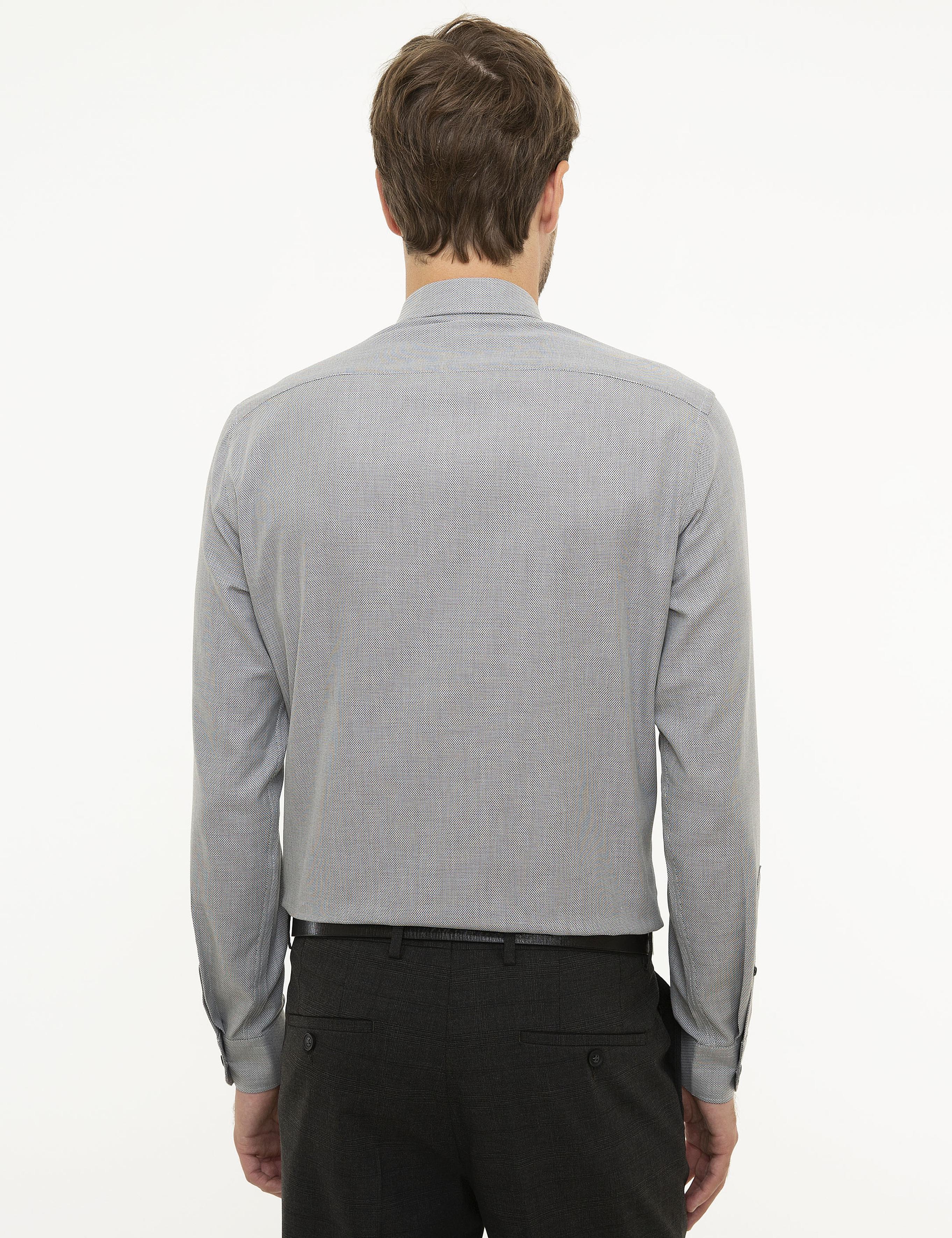 Gri Slim Fit Uzun Kollu Gömlek
