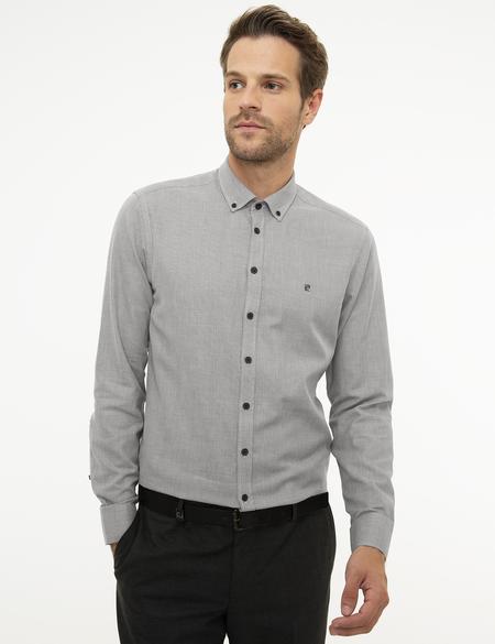 Gri Slim Fit Uzun Kollu Gömlek - 50209595003