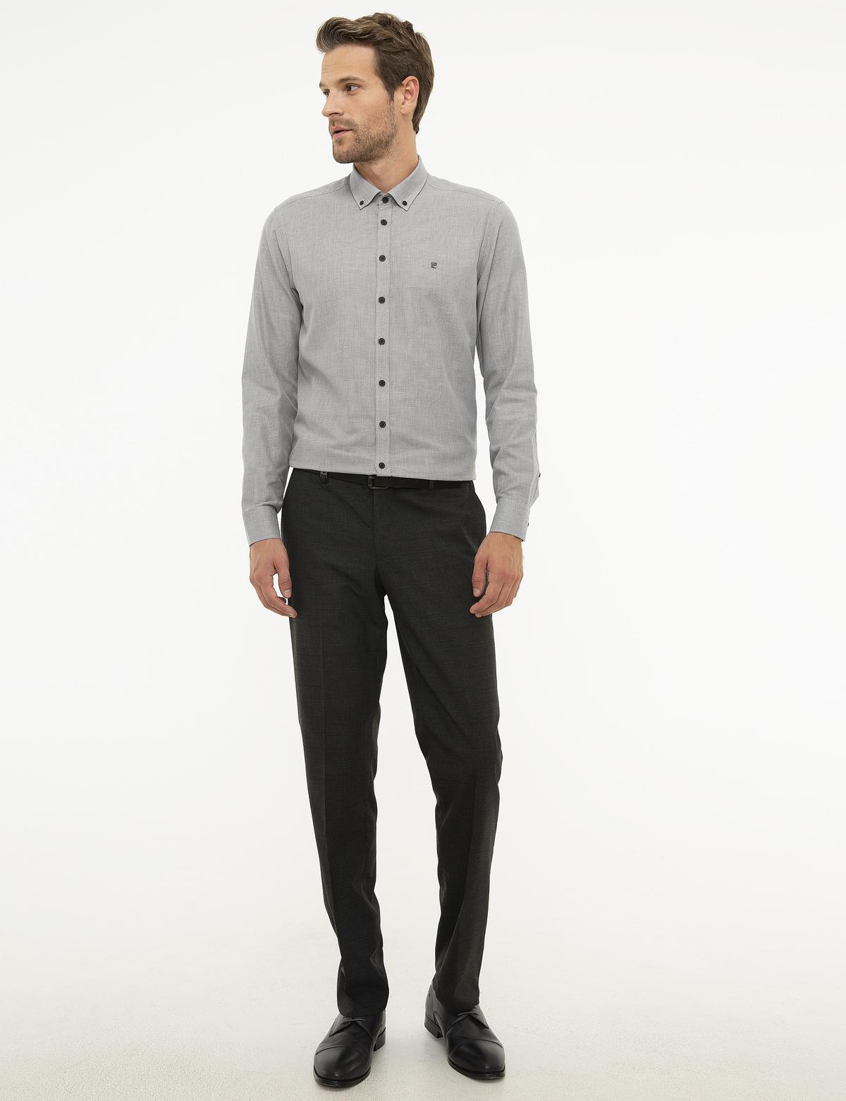 Gri Slim Fit Uzun Kollu Gömlek - 50209595003