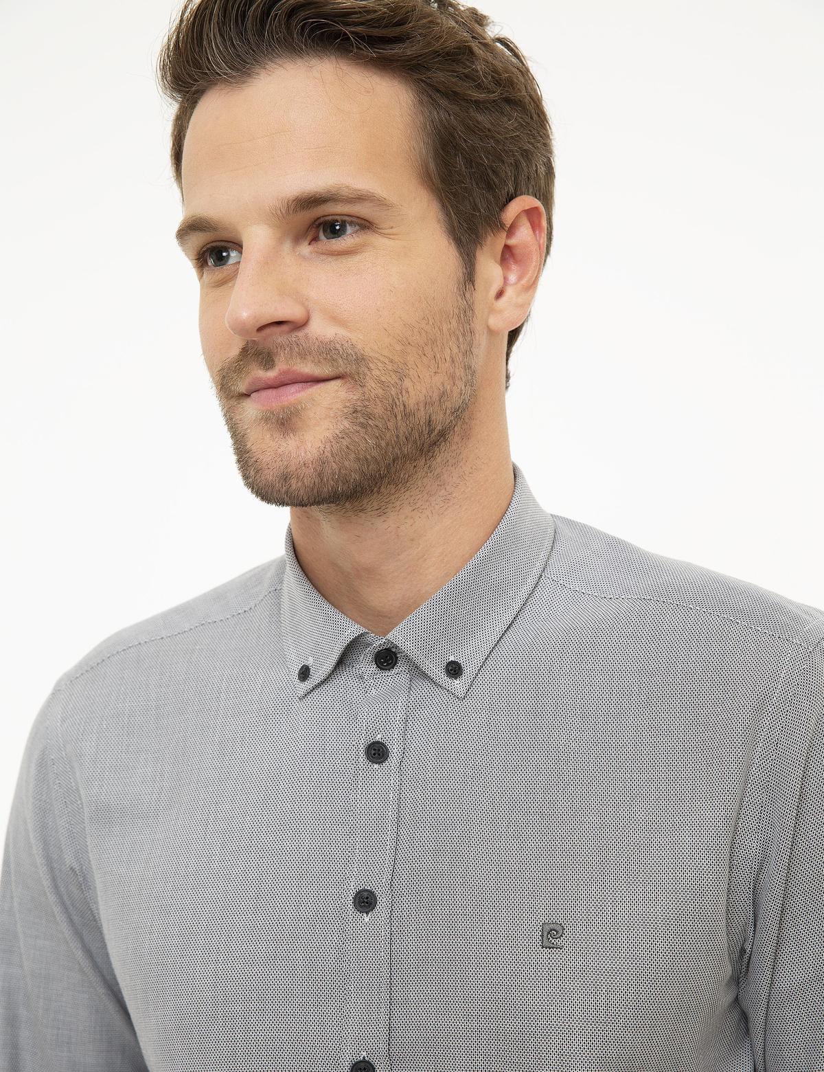 Gri Slim Fit Uzun Kollu Gömlek - 50209595003