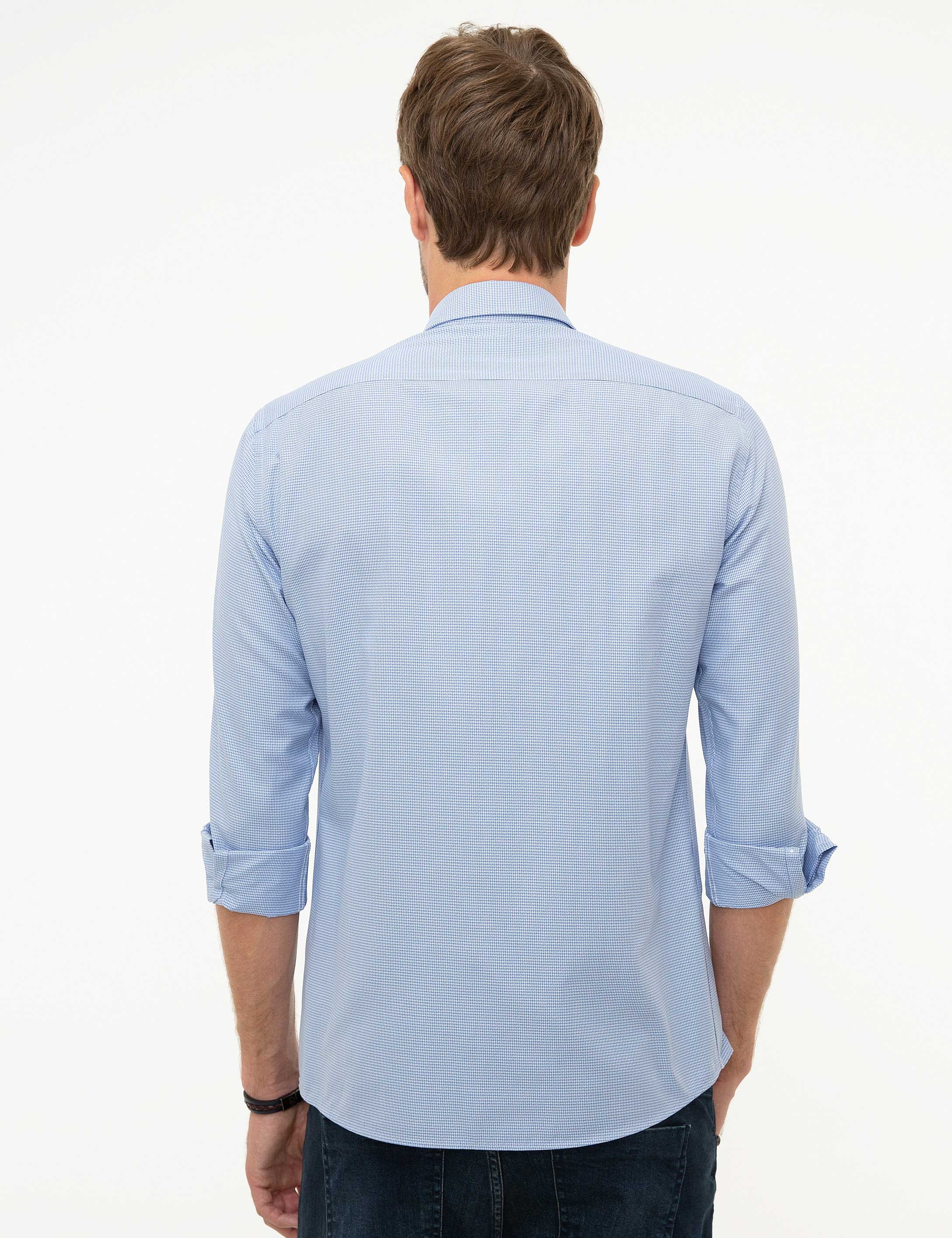 Açık Mavi Slim Fit Gömlek - Image 3