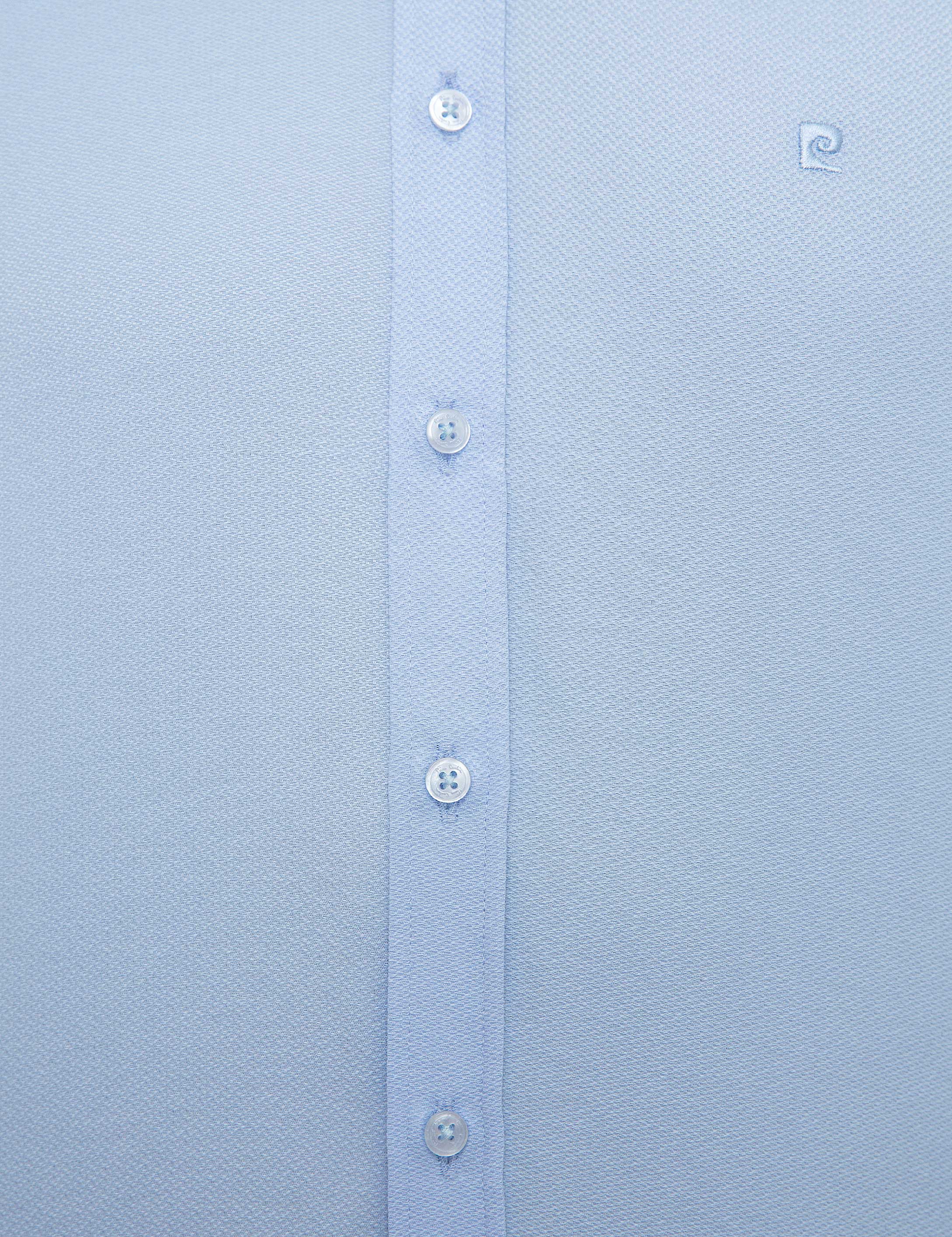 Açık Mavi Slim Fit Armürlü Gömlek - Image 6