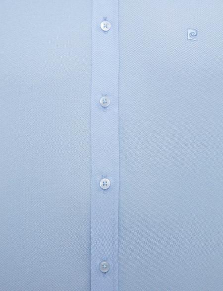 Açık Mavi Slim Fit Armürlü Gömlek - 50209658014