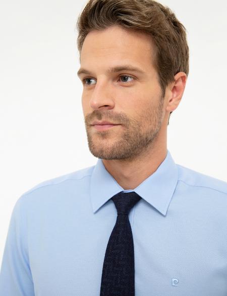 Açık Mavi Slim Fit Armürlü Gömlek - 50209658014