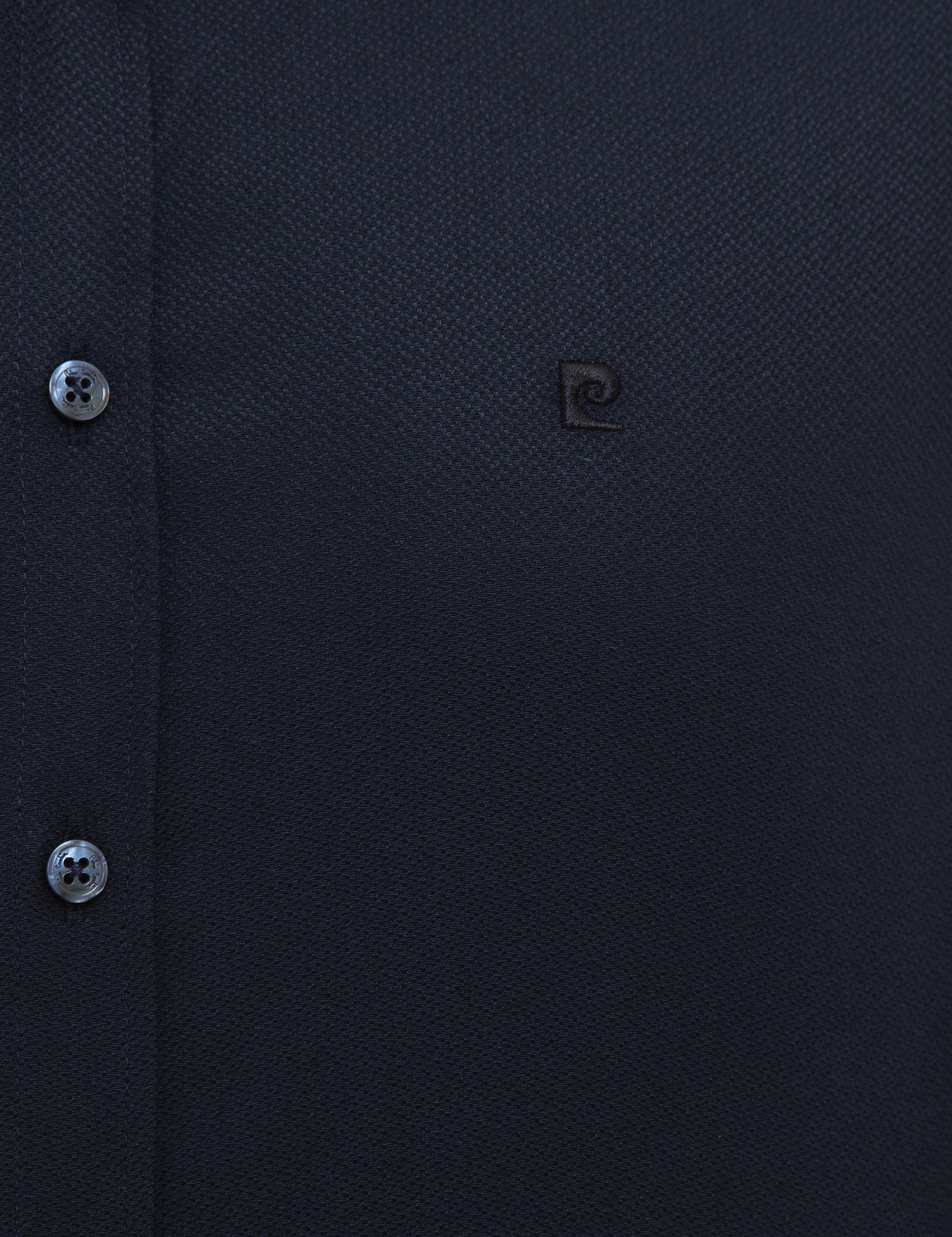 Lacivert Slim Fit Armürlü Gömlek