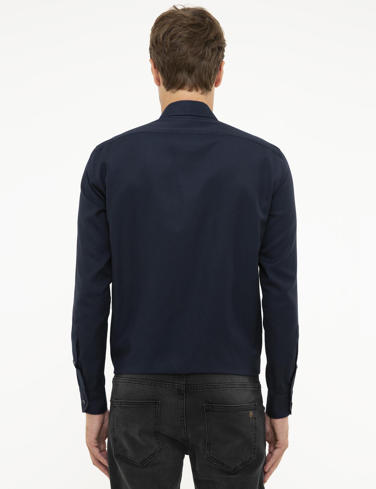 Lacivert Slim Fit Armürlü Gömlek - 50209658023