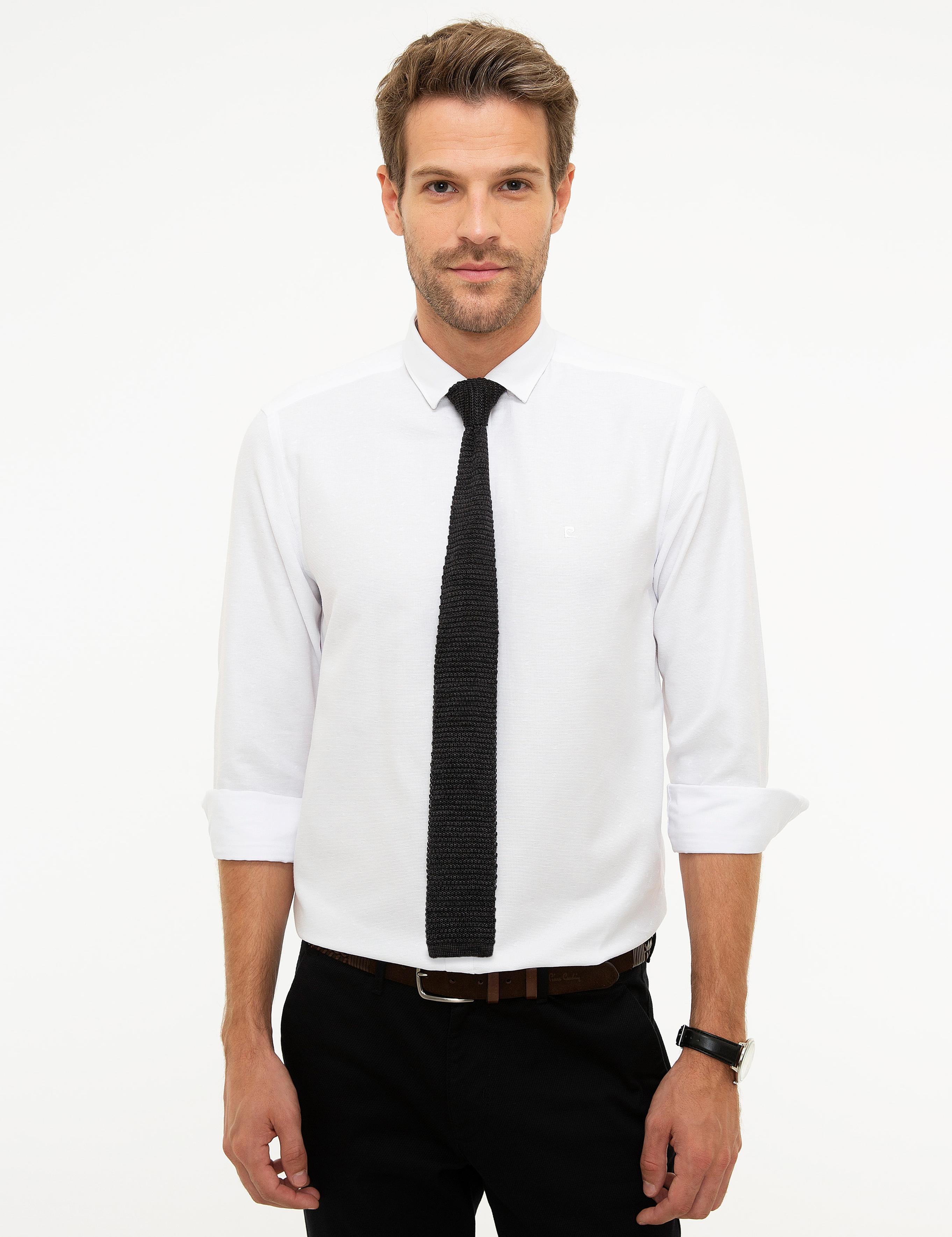 Beyaz Slim Fit Uzun Kollu Gömlek