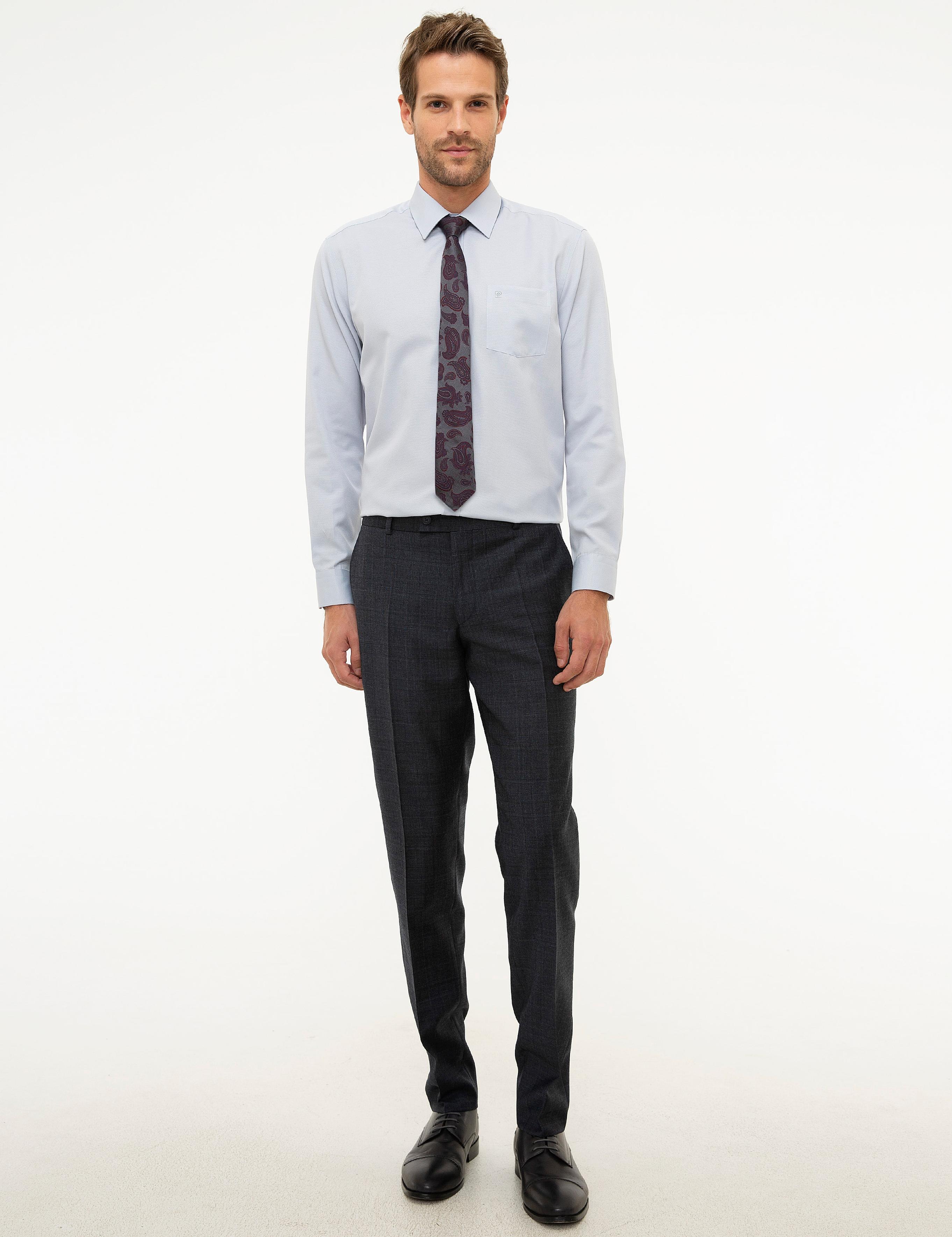 Gri Regular Fit Armürlü Gömlek