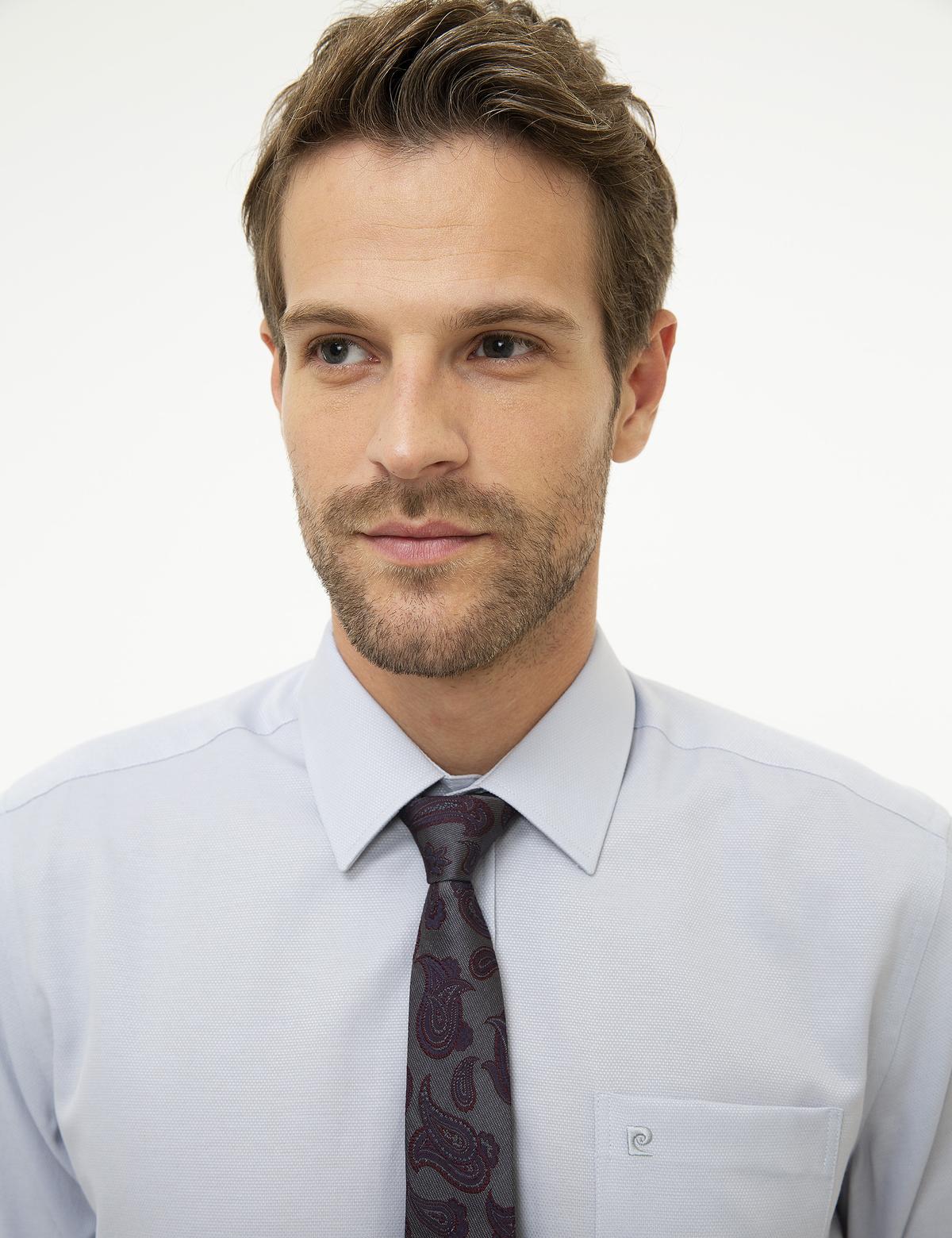 Gri Regular Fit Armürlü Gömlek