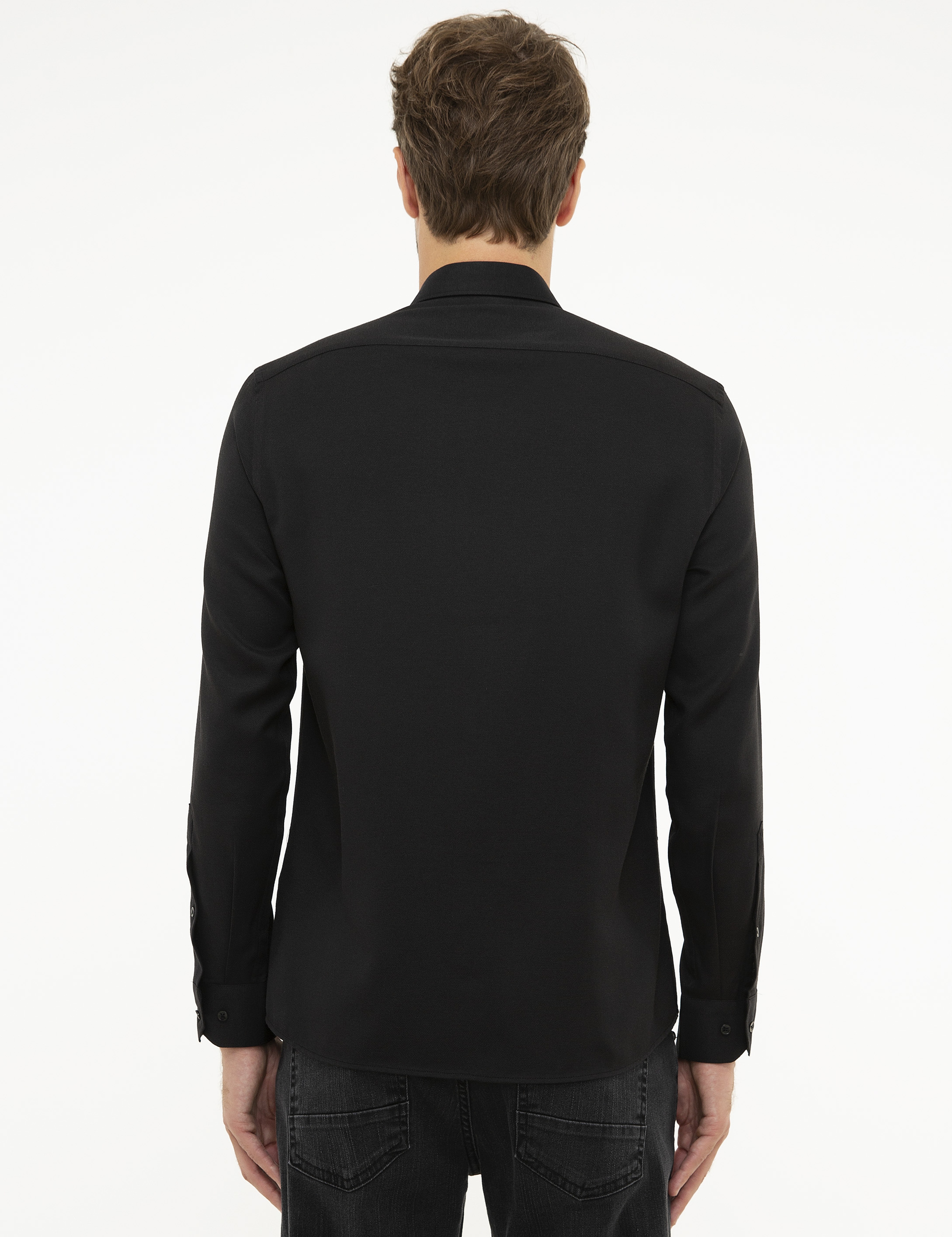 Siyah Slim Fit Gömlek - Image 3