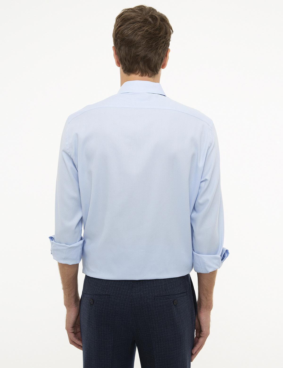 Açık Mavi Regular Fit Armürlü Gömlek - 50209665019