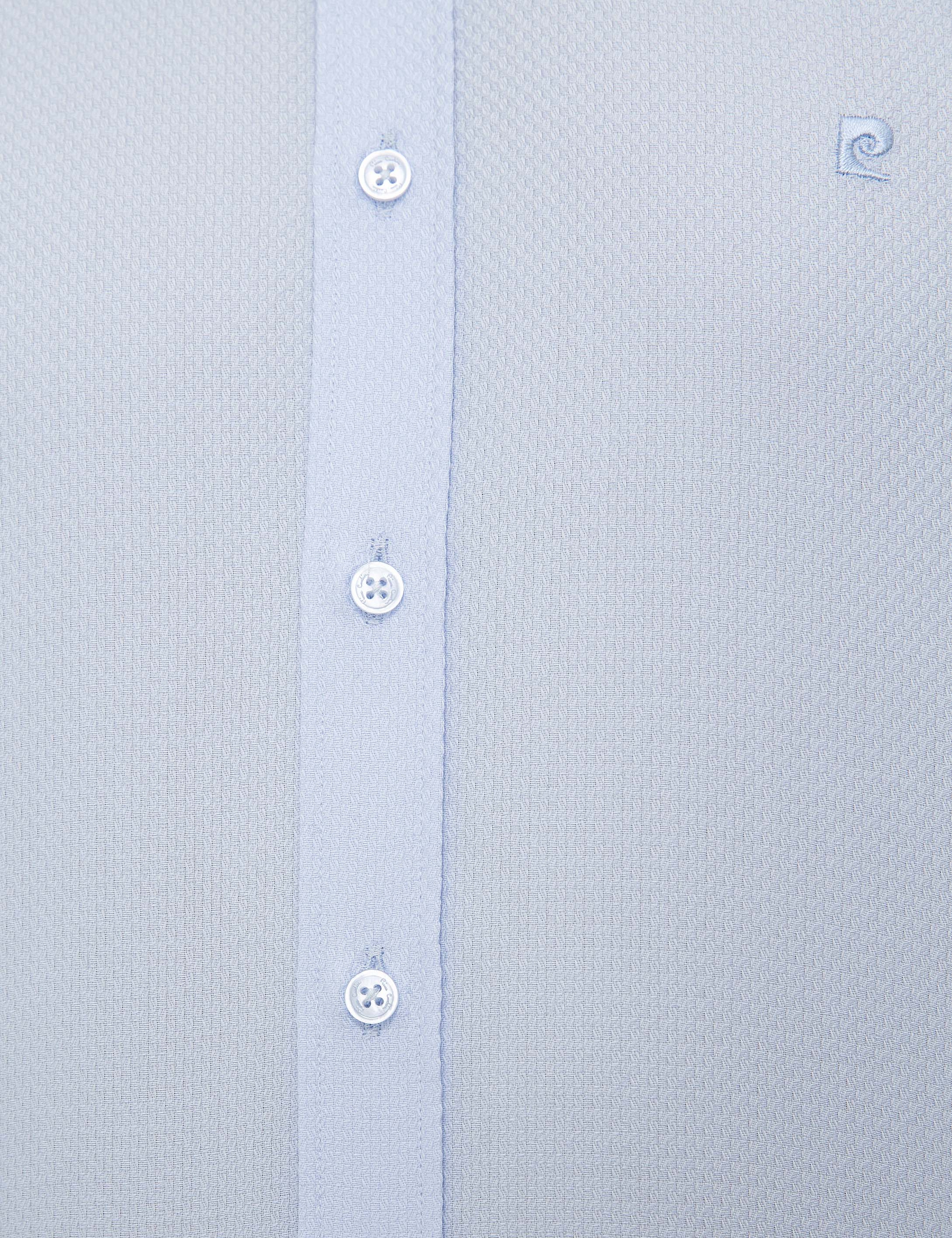 Açık Mavi Regular Fit Armürlü Gömlek - Image 6