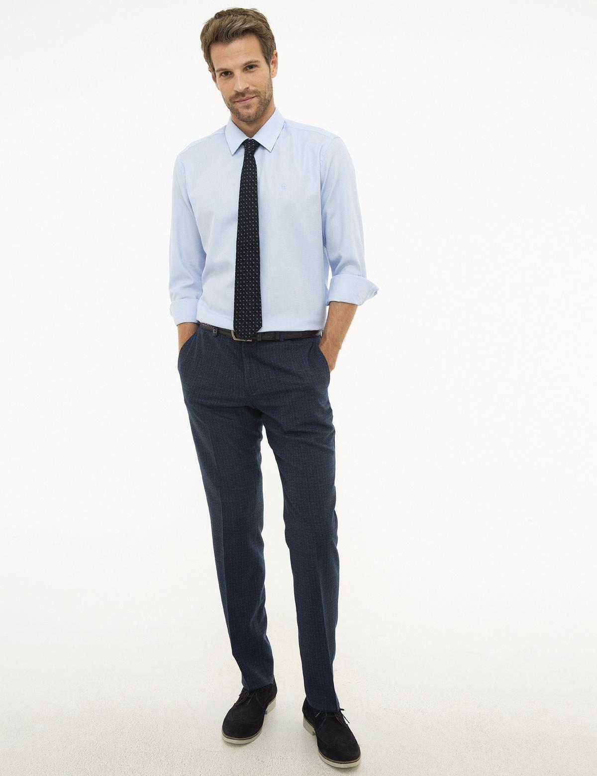 Açık Mavi Regular Fit Armürlü Gömlek - 50209665019