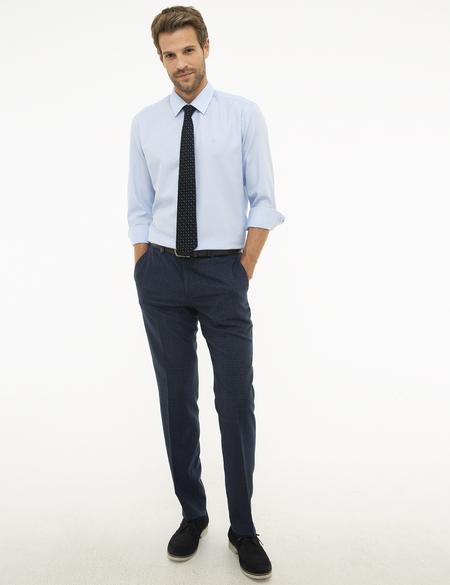 Açık Mavi Regular Fit Armürlü Gömlek - 50209665019