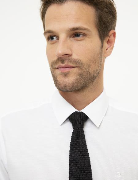 Beyaz Slim Fit Armürlü Gömlek - 50209666005