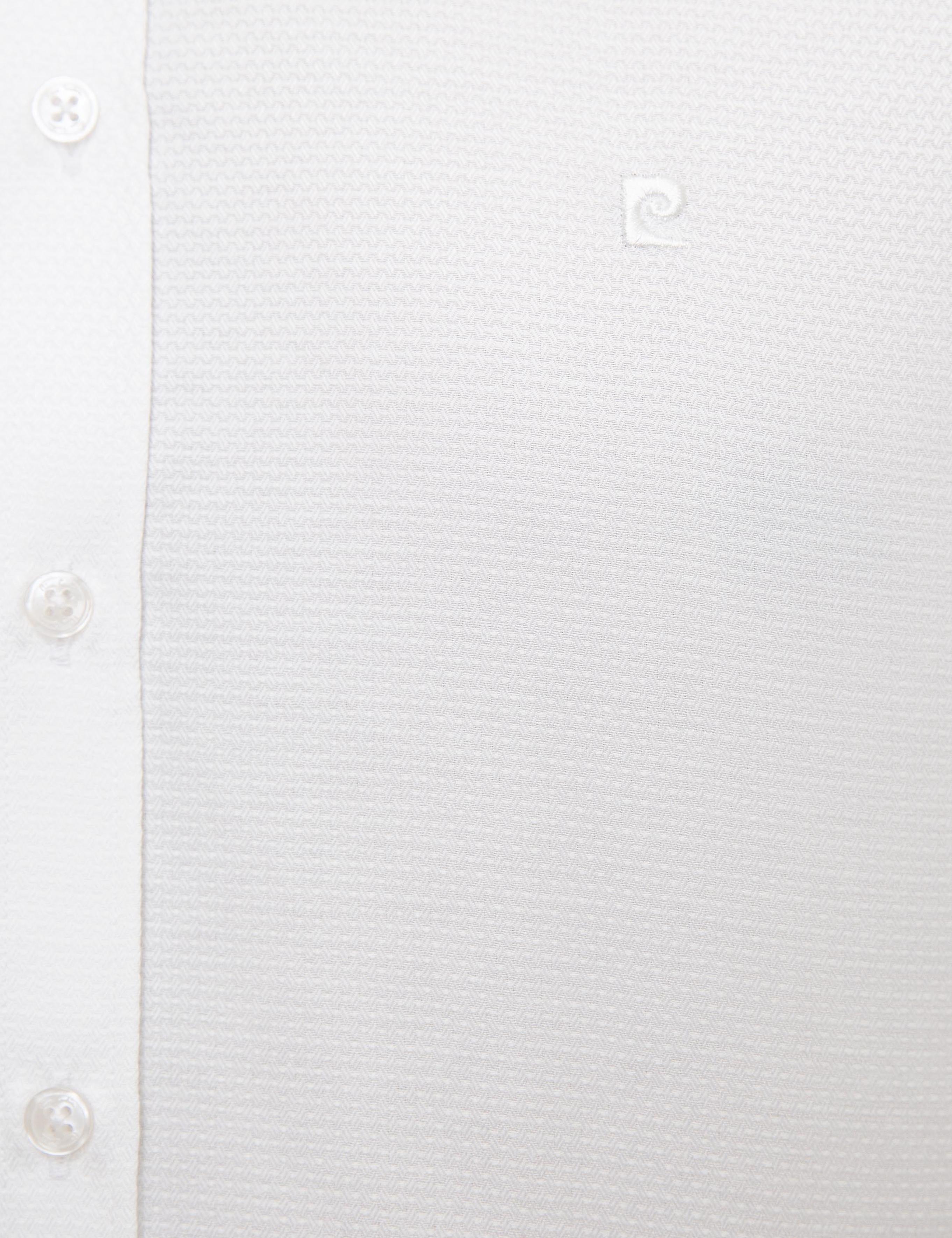 Beyaz Slim Fit Armürlü Gömlek