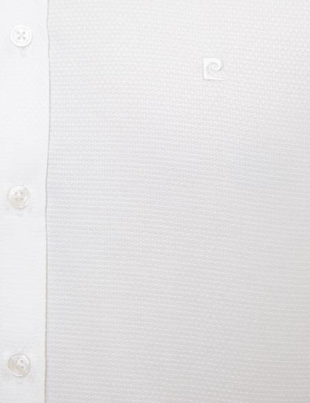 Beyaz Slim Fit Armürlü Gömlek - 50209666005