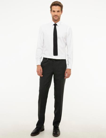 Beyaz Slim Fit Armürlü Gömlek - 50209666005