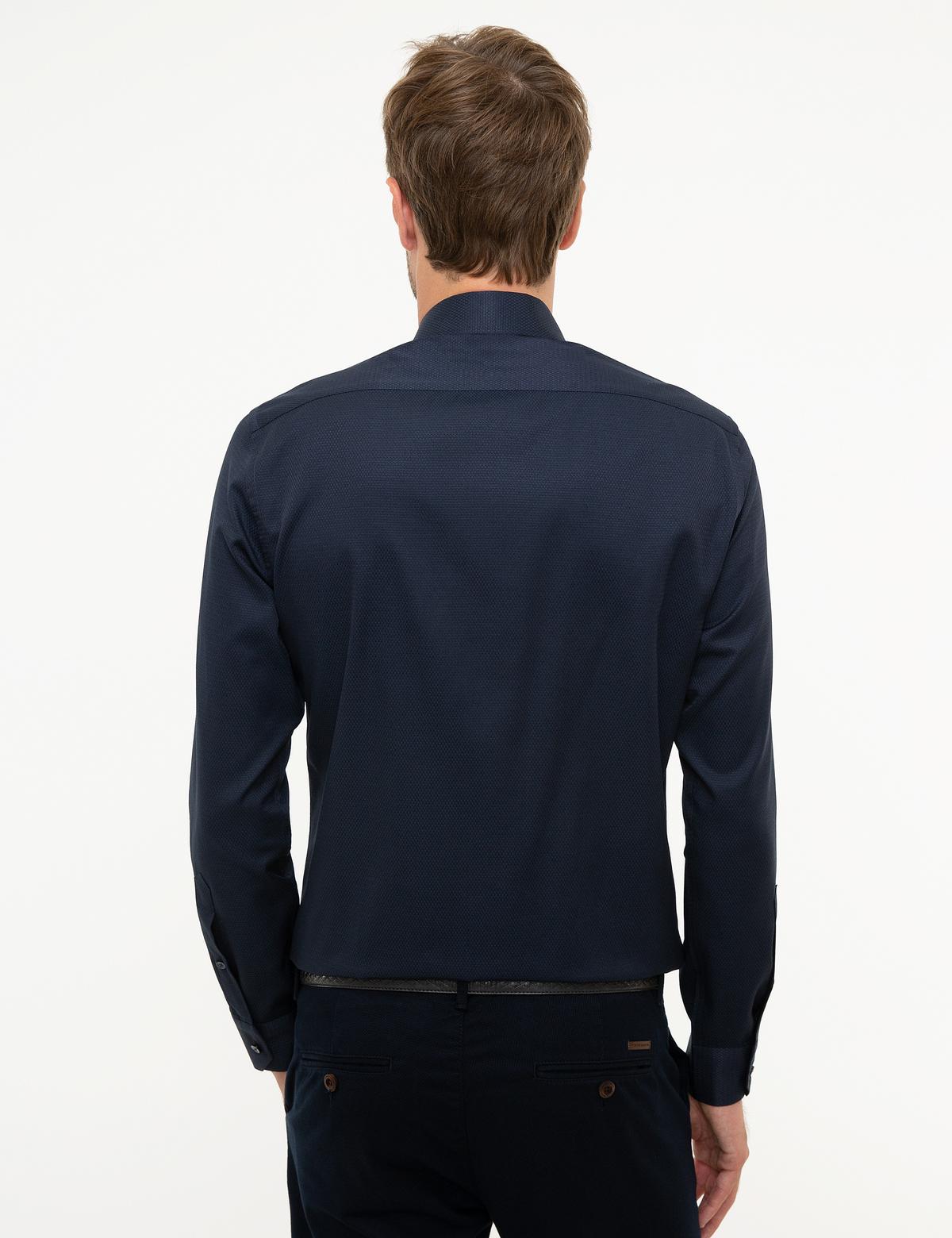 Lacivert Slim Fit Armürlü Gömlek - 50209666014